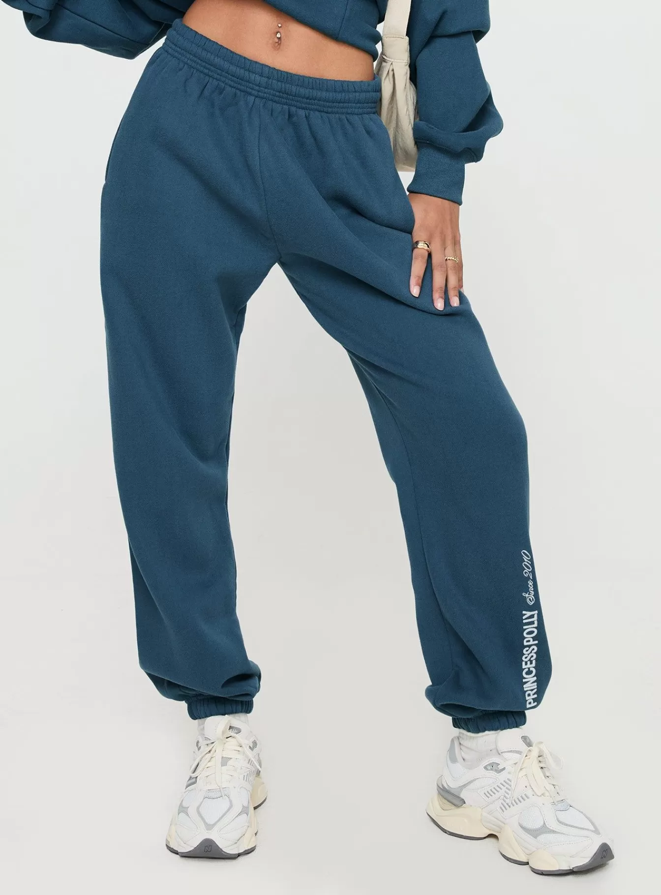 Princess Polly Pants | Track Pants Block / Cursive Text Slate