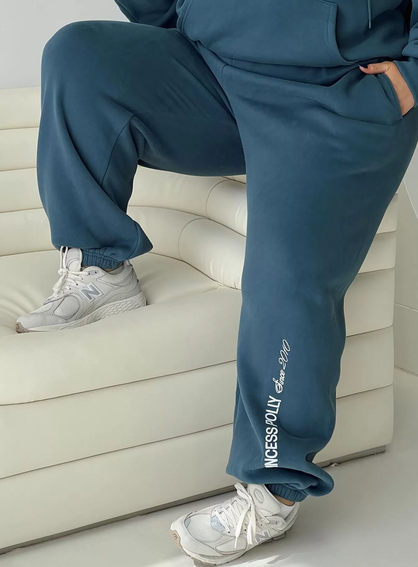 Princess Polly Pants | Track Pants Block / Cursive Text Curve Slate