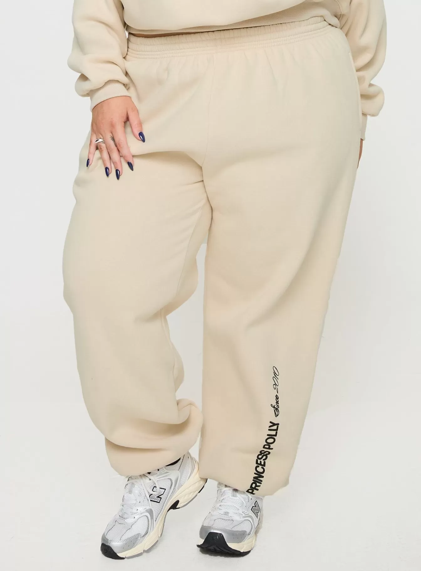 Princess Polly Pants | Track Pants Block / Cursive Text Curve Stone