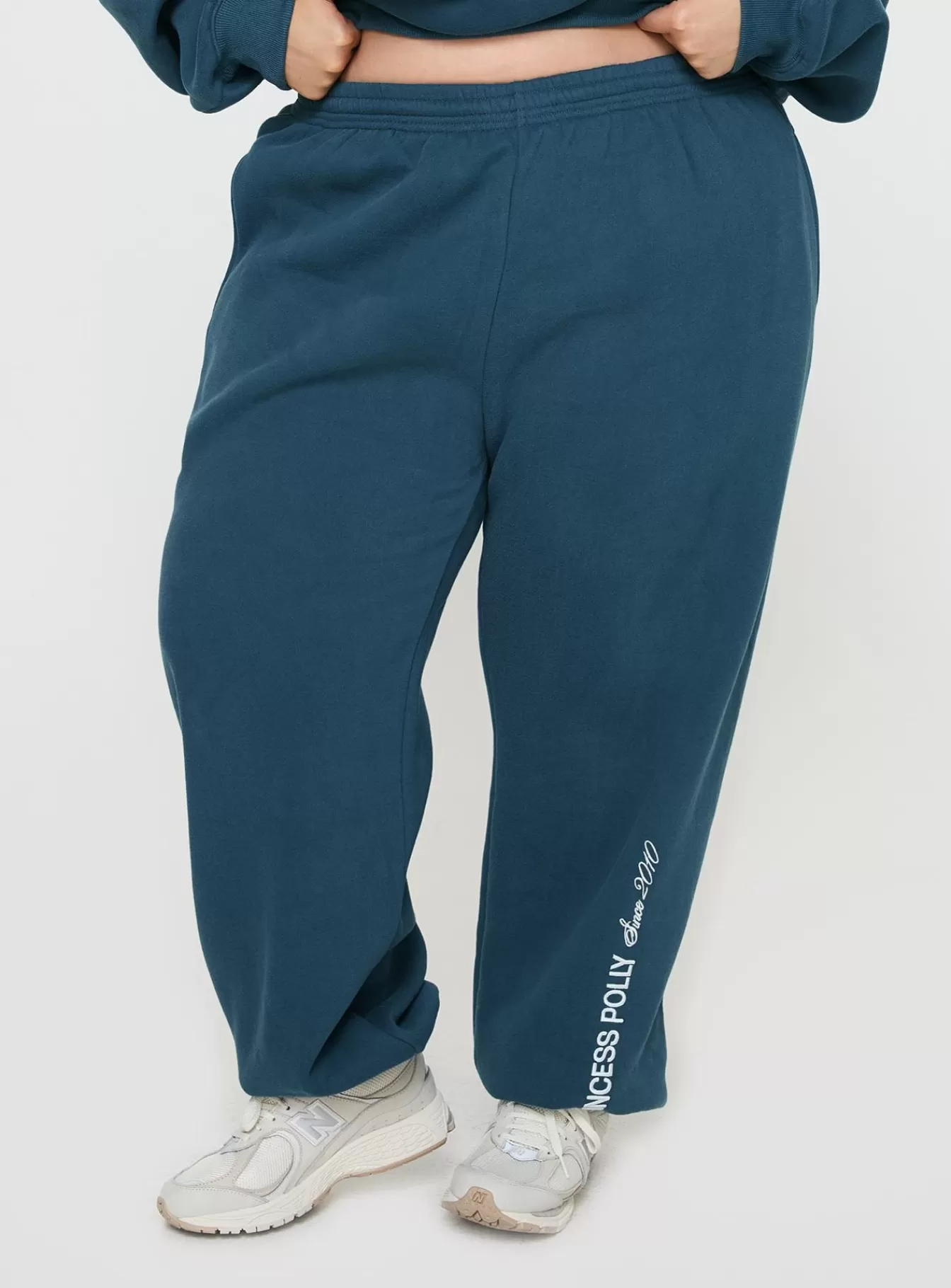 Princess Polly Pants | Track Pants Block / Cursive Text Curve Slate