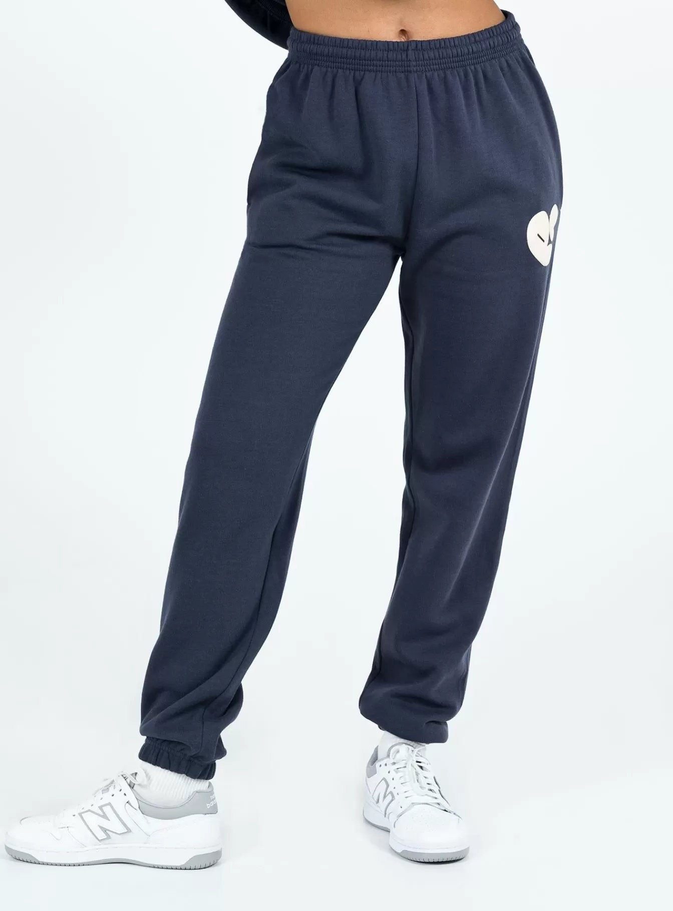 Princess Polly Pants | Track Pants Bubble Text Slate / Eggshell