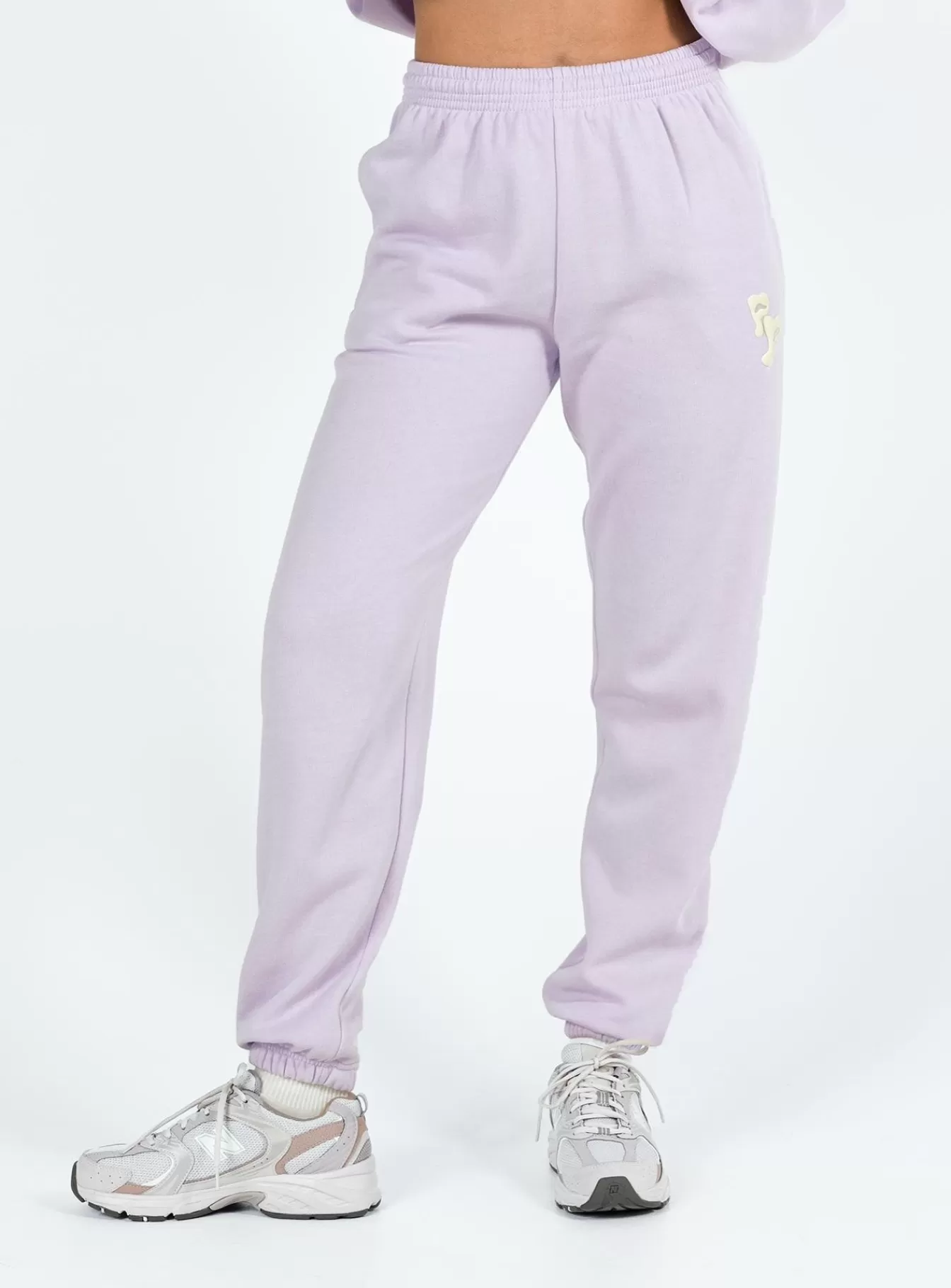 Princess Polly Pants | Track Pants Squiggle Text Dusty Mauve / Eggshell