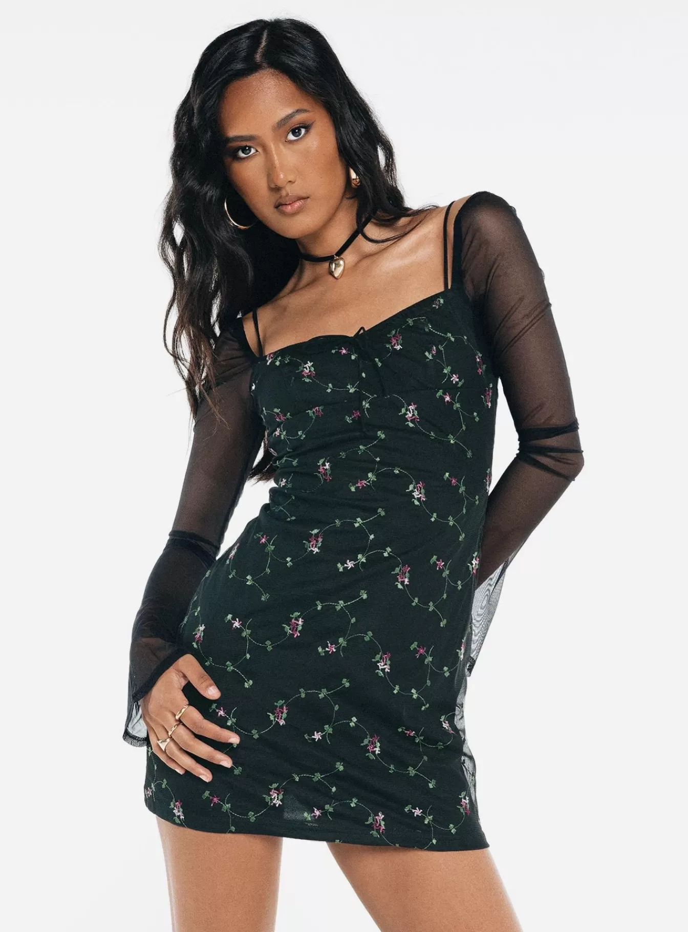 Princess Polly Mini Dresses | Quinny Long Sleeve Mini Dress Black