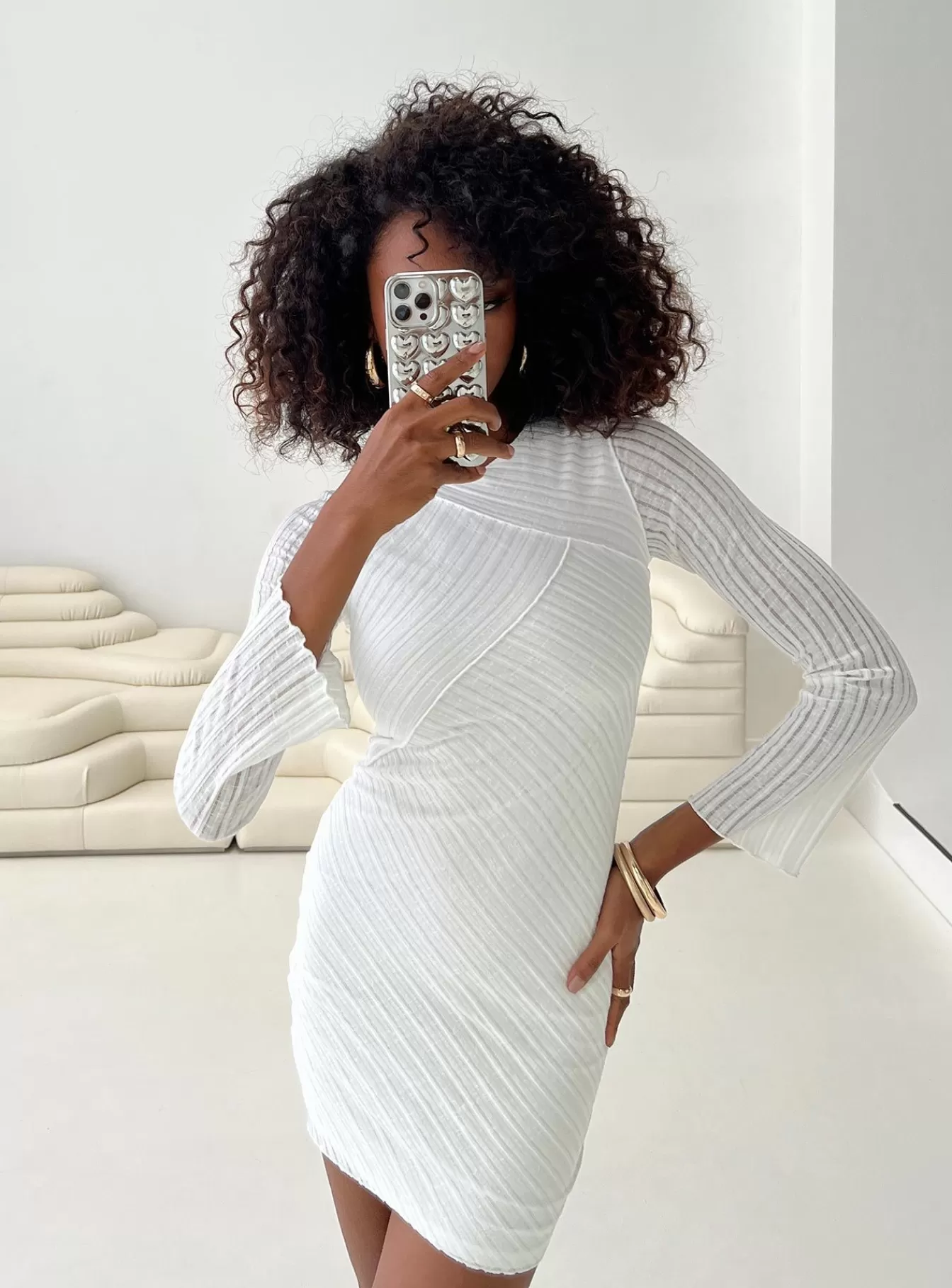 Princess Polly Mini Dresses | Raisa Long Sleeve Mini Dress White