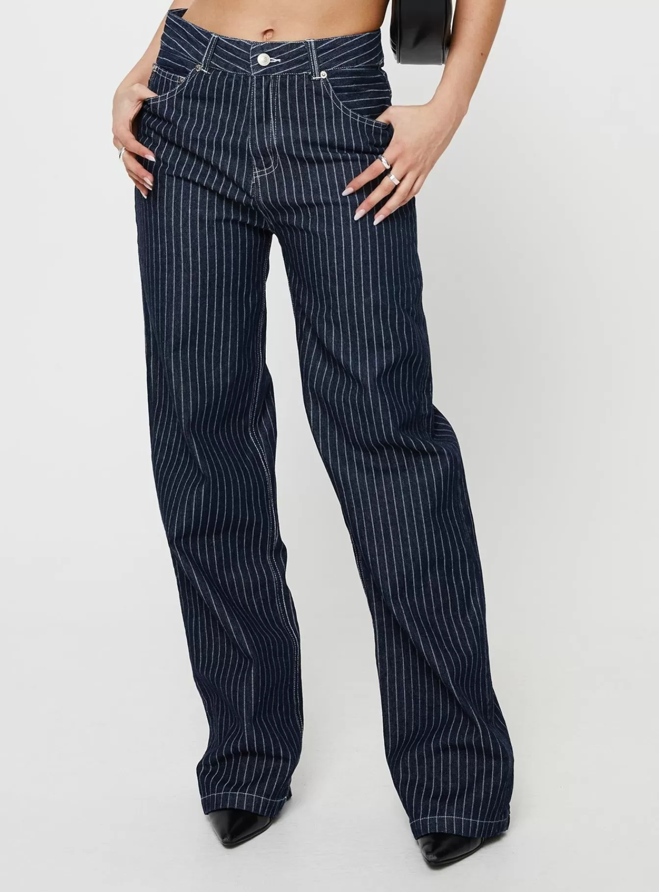 Princess Polly Jeans | Rathlyn Pinstripe Jeans Dark Denim