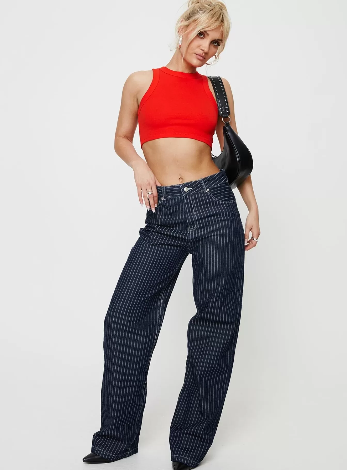 Princess Polly Jeans | Rathlyn Pinstripe Jeans Dark Denim