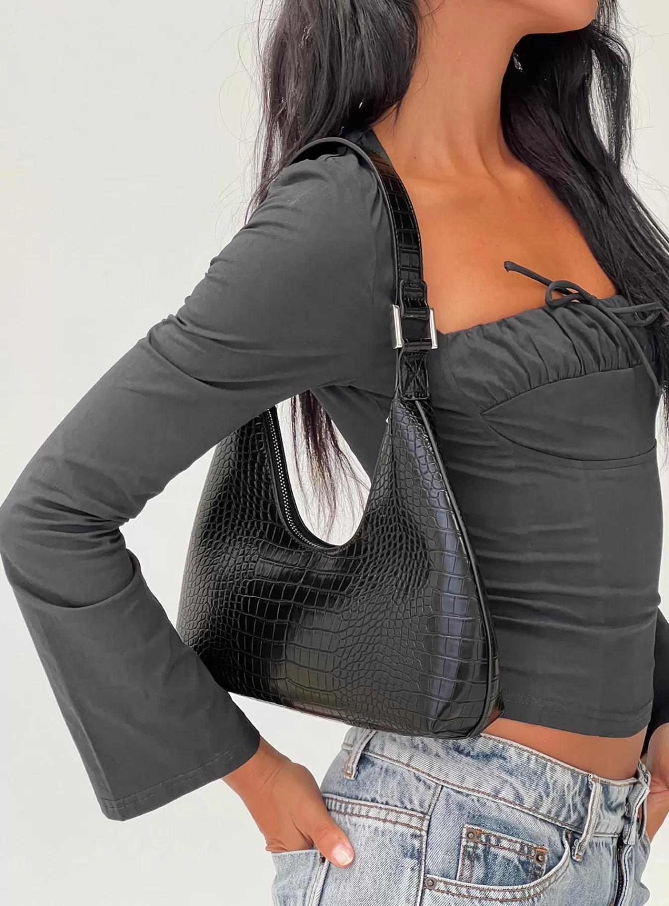 Princess Polly Bags & Wallets | Reeves Croc Bag Black