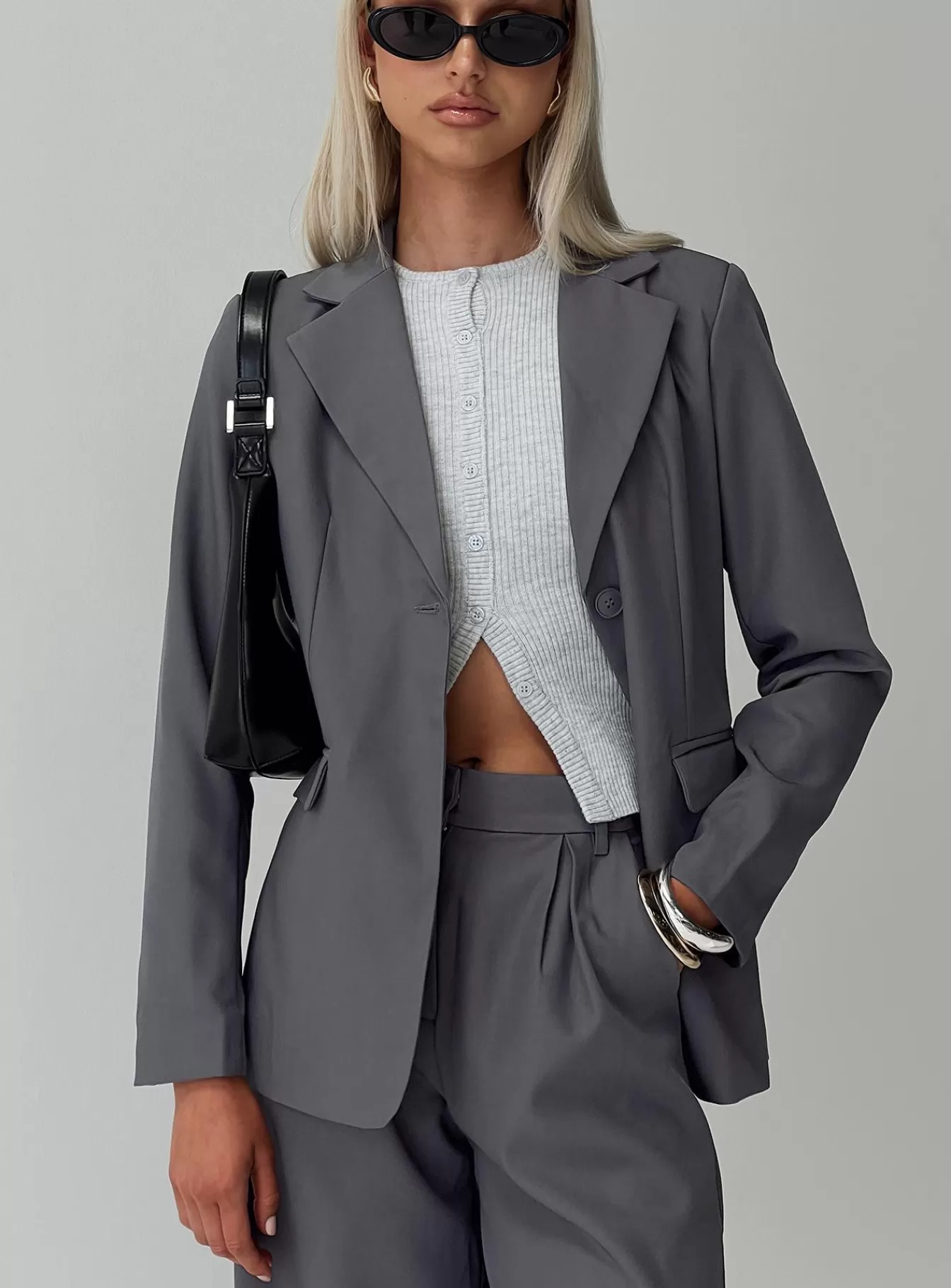 Princess Polly Blazers | Relaxed Blazer Charcoal