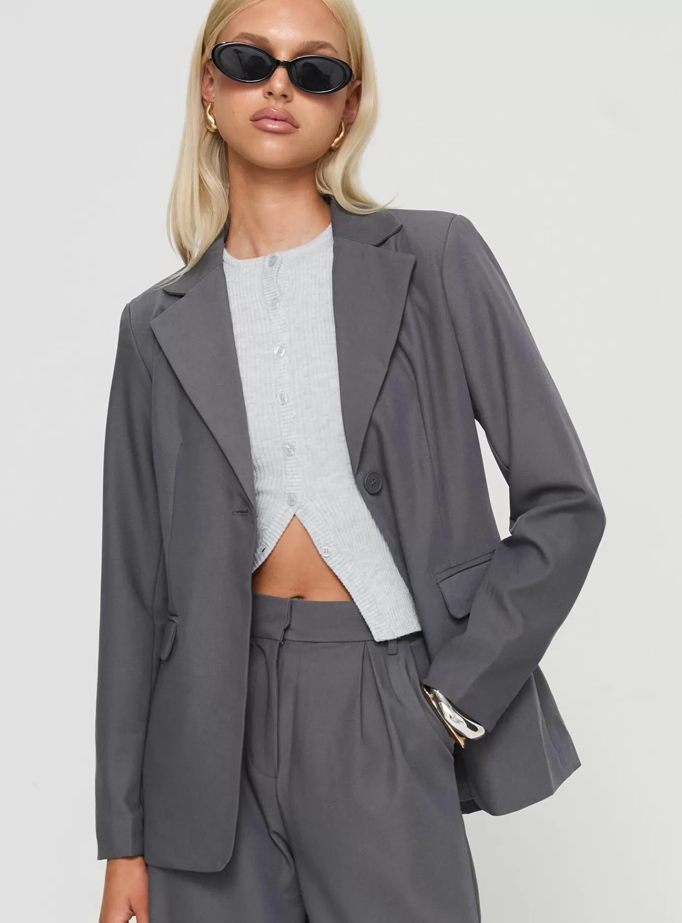 Princess Polly Blazers | Relaxed Blazer Charcoal