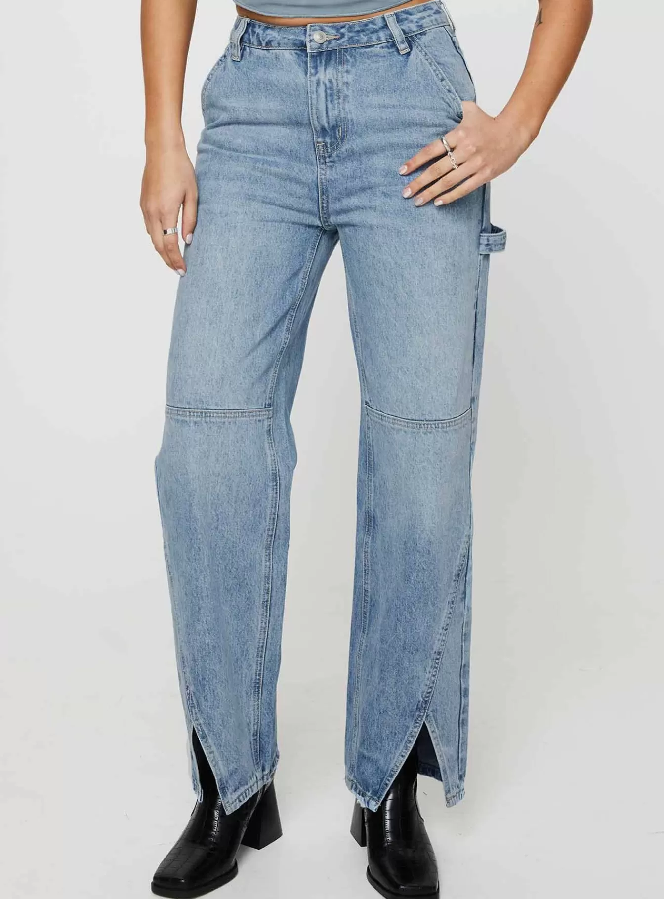 Princess Polly Jeans | Rihanna Split Hem Jeans Mid Blue