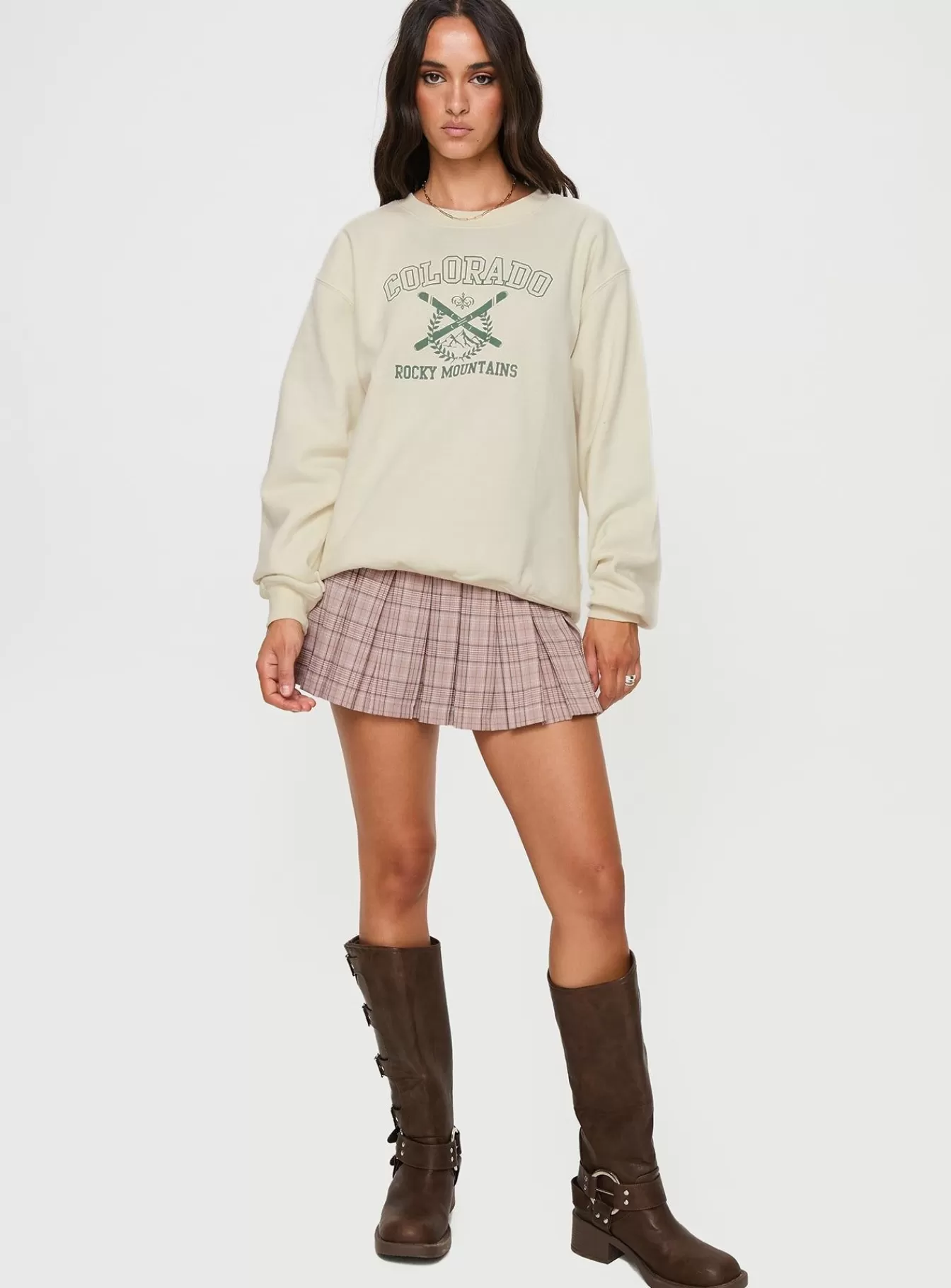 Princess Polly Sweatshirts & Hoodies | Rocky Crew Neck Sweatshirt Cream