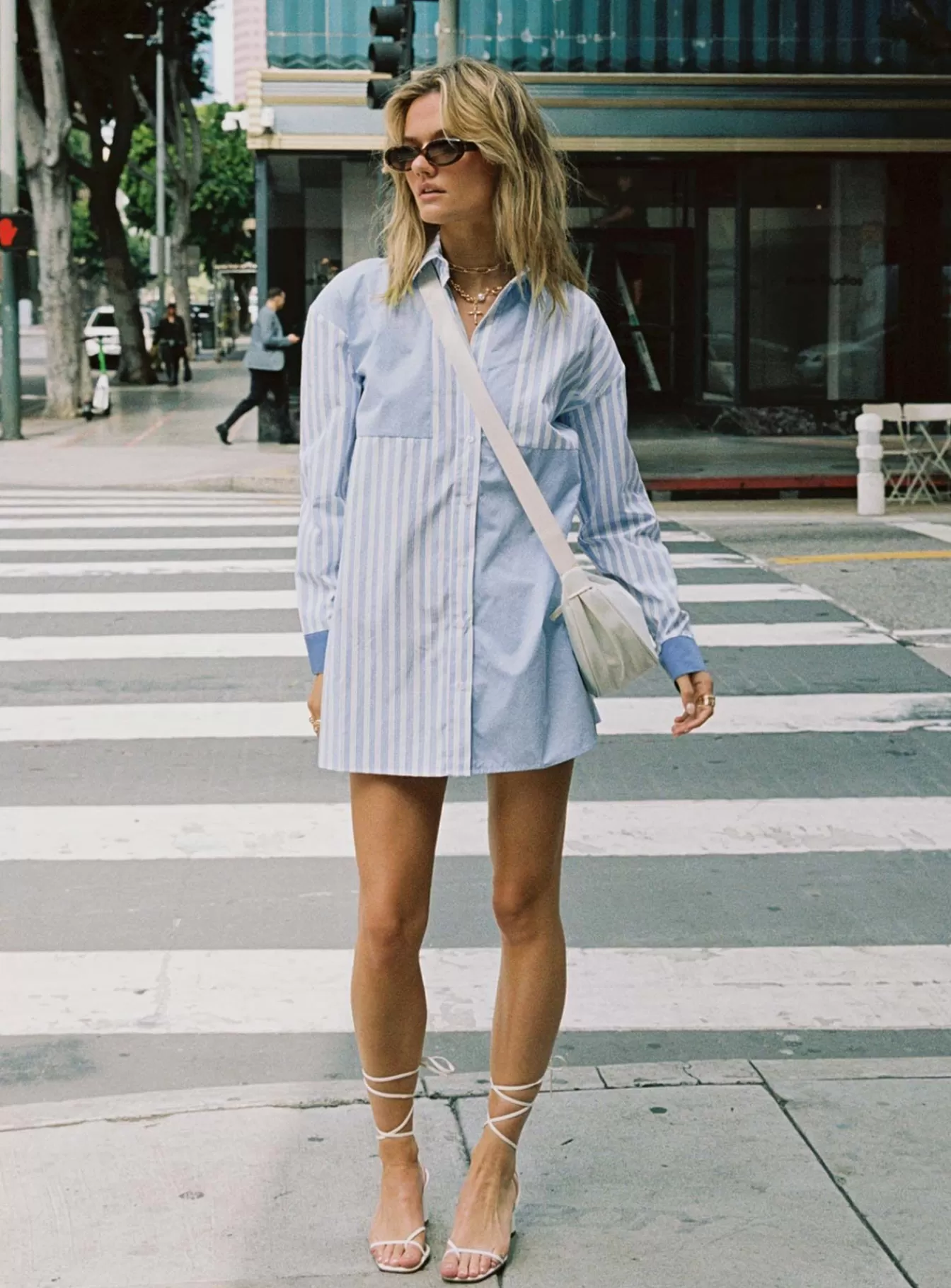 Princess Polly Mini Dresses | Rouni Shirt Dress White / Blue