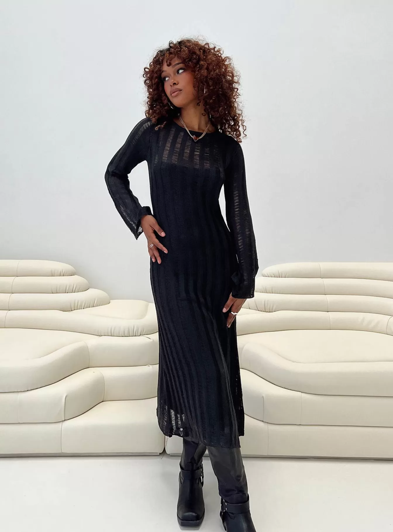 Princess Polly Maxi Dresses | Sabinne Long Sleeve Maxi Dress Black