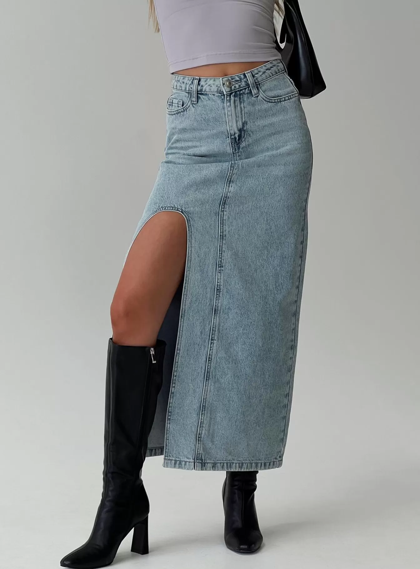 Princess Polly Skirts | Saige Denim Maxi Skirt Light Wash