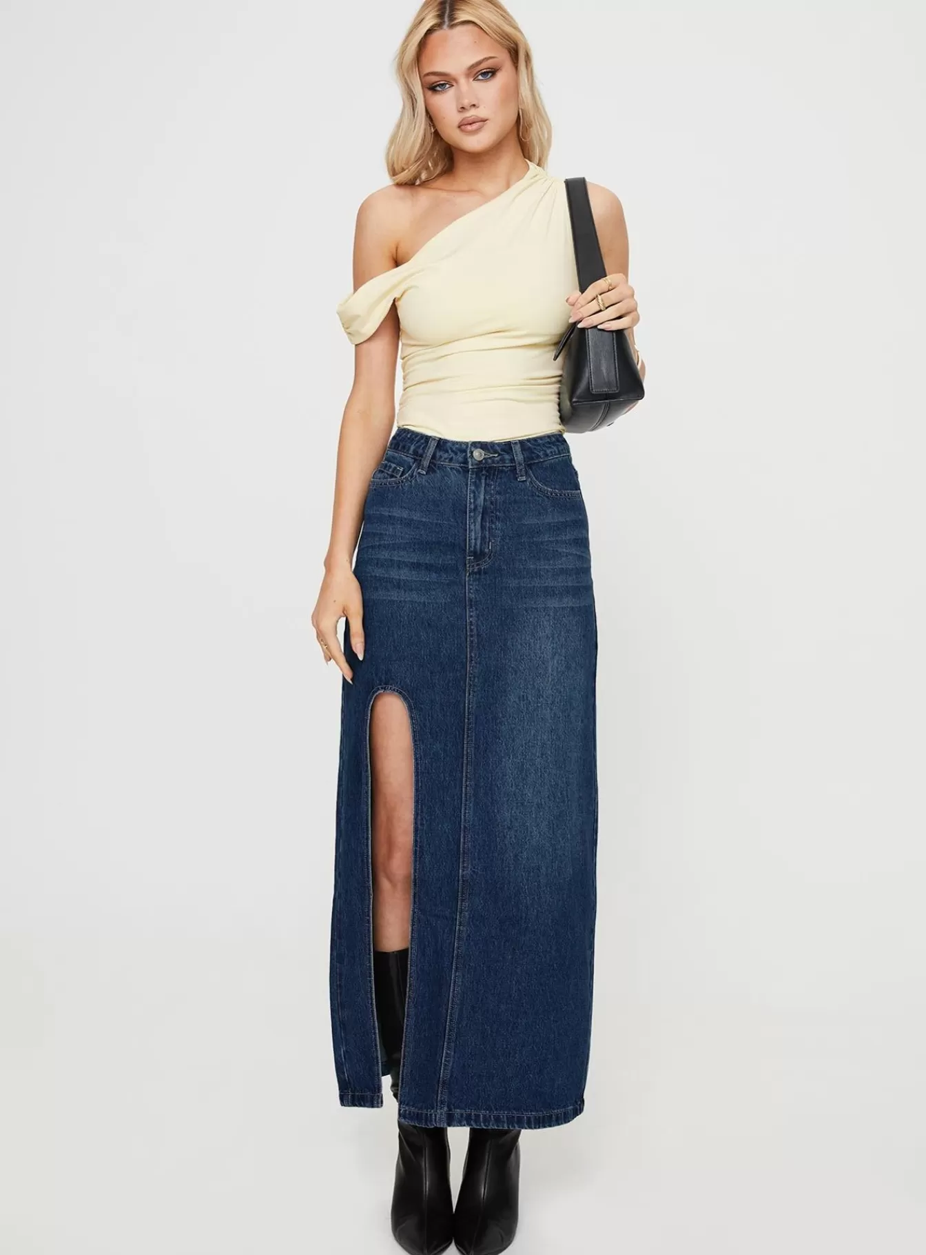 Princess Polly Skirts | Saige Denim Maxi Skirt Mid Wash Mid Blue