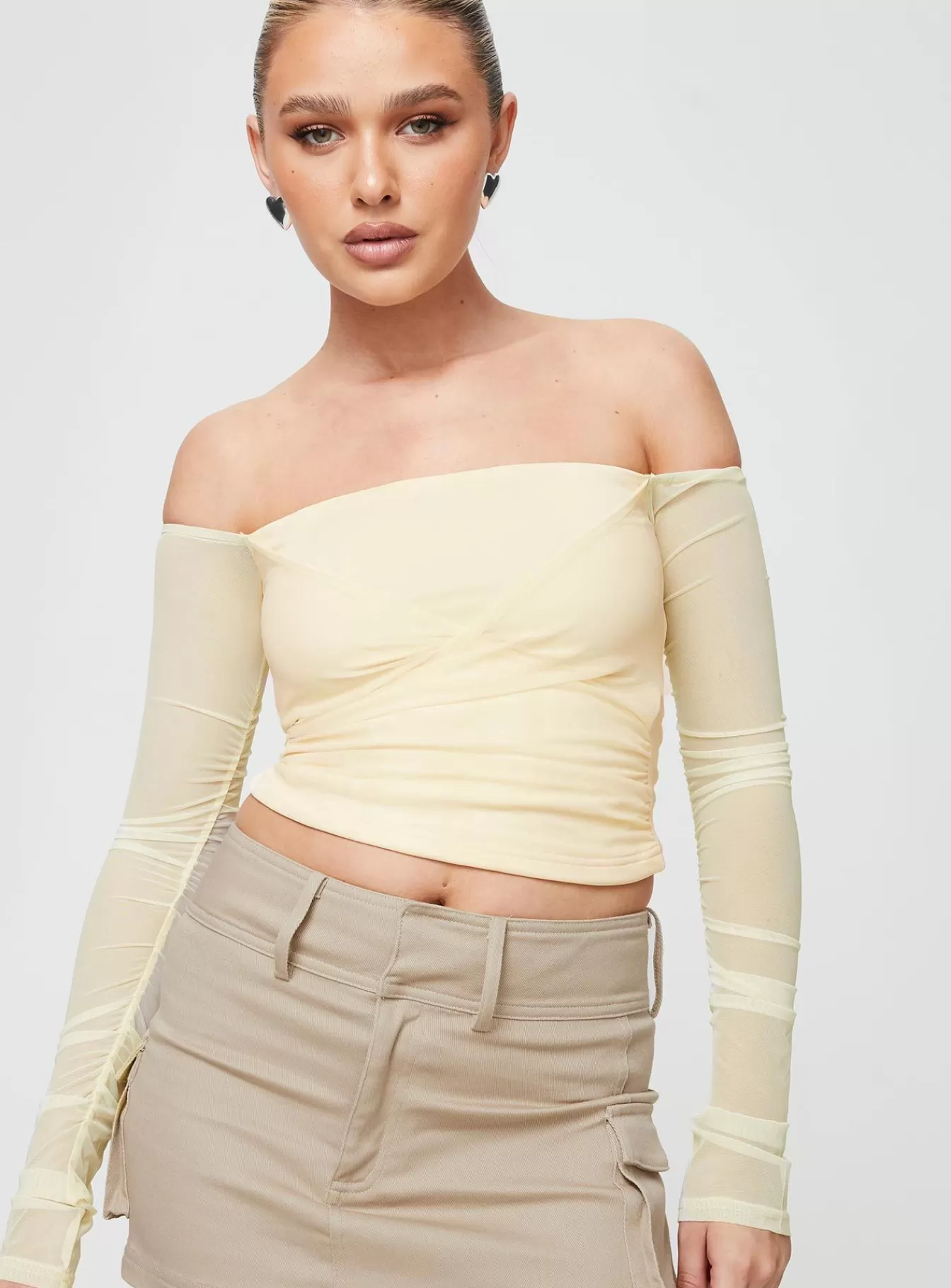 Princess Polly Long Sleeve Tops | Sallo Off The Shoulder Top Yellow