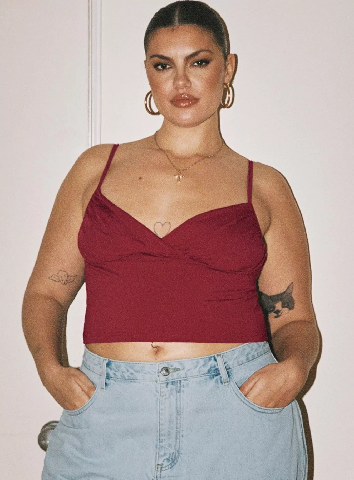 Princess Polly Crop Tops | Sampson Top Curve Burgundy