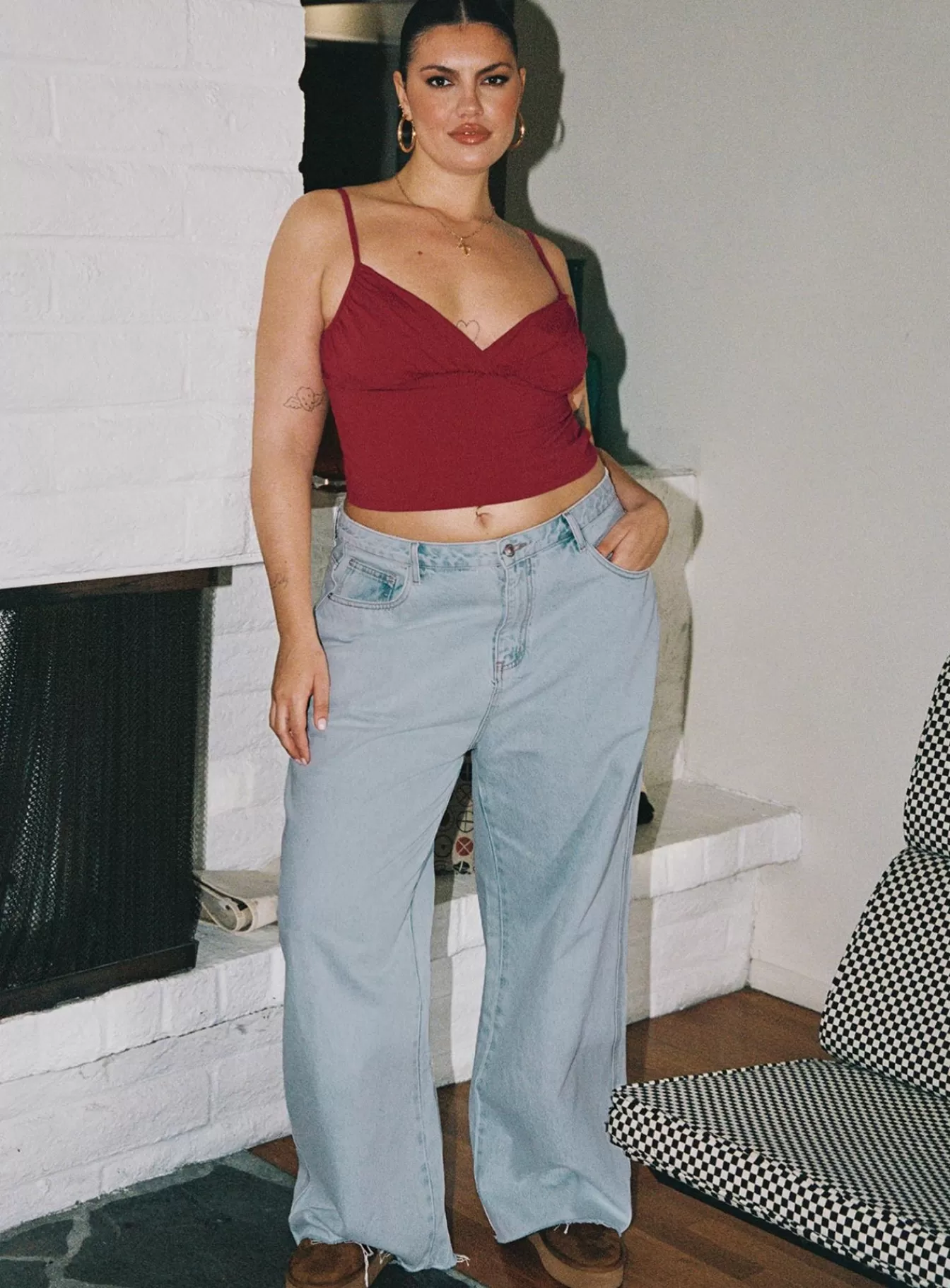 Princess Polly Crop Tops | Sampson Top Curve Burgundy