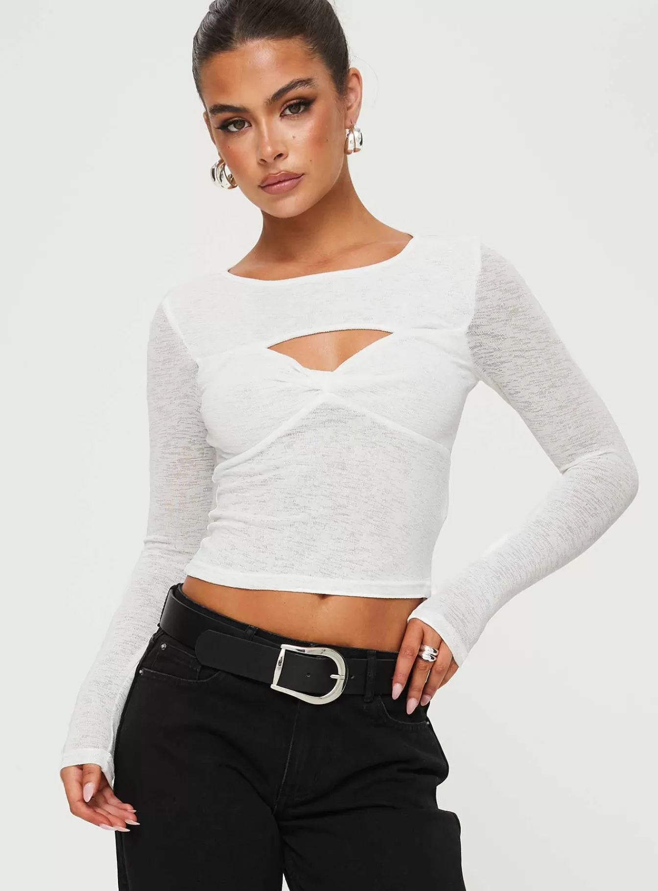 Princess Polly Long Sleeve Tops | Sandrine Twist Long Sleeve Top White