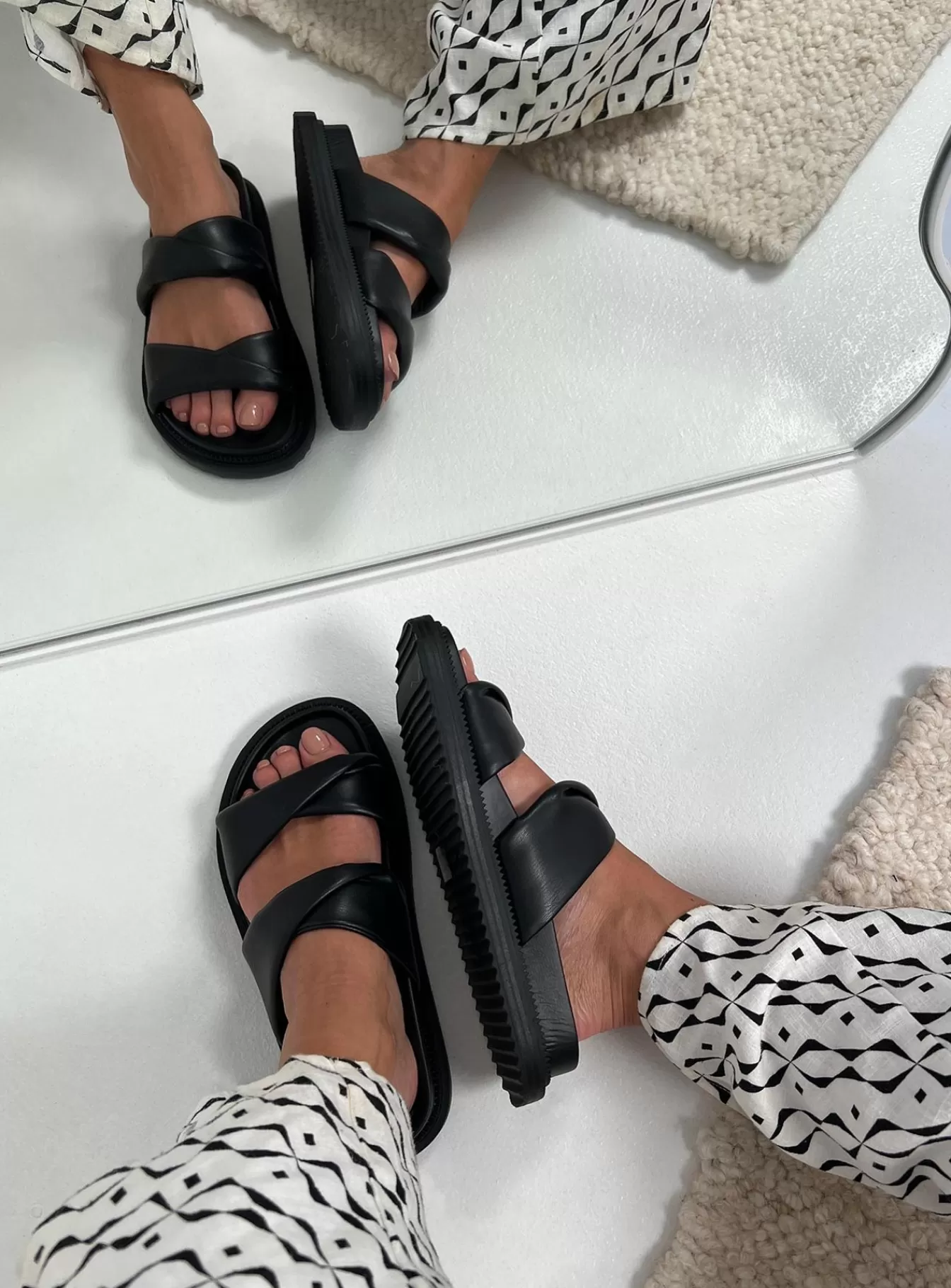 Princess Polly Sandals | Sani Flats Black