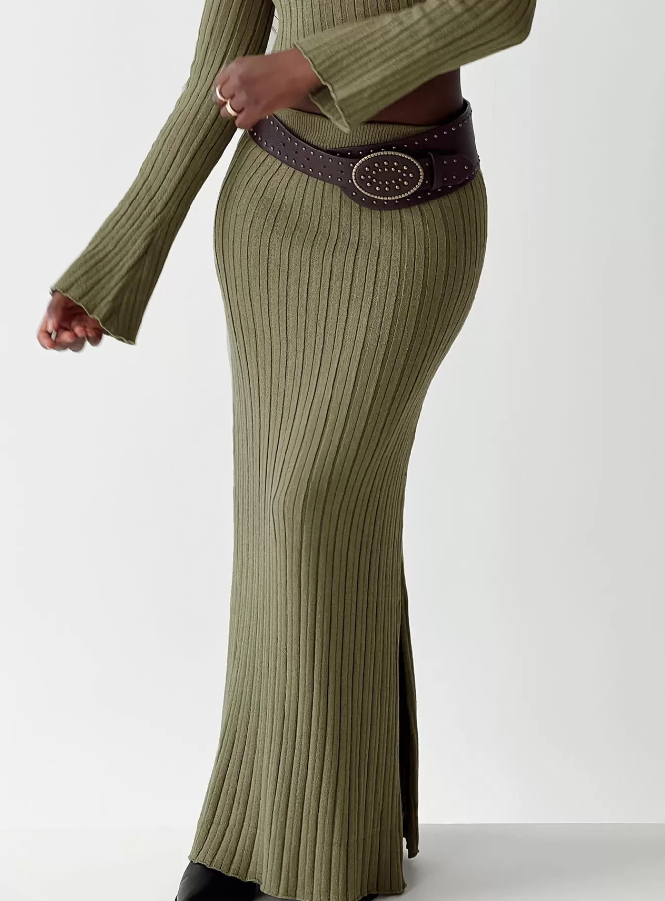 Princess Polly Skirts | Santorini Knit Maxi Skirt Green