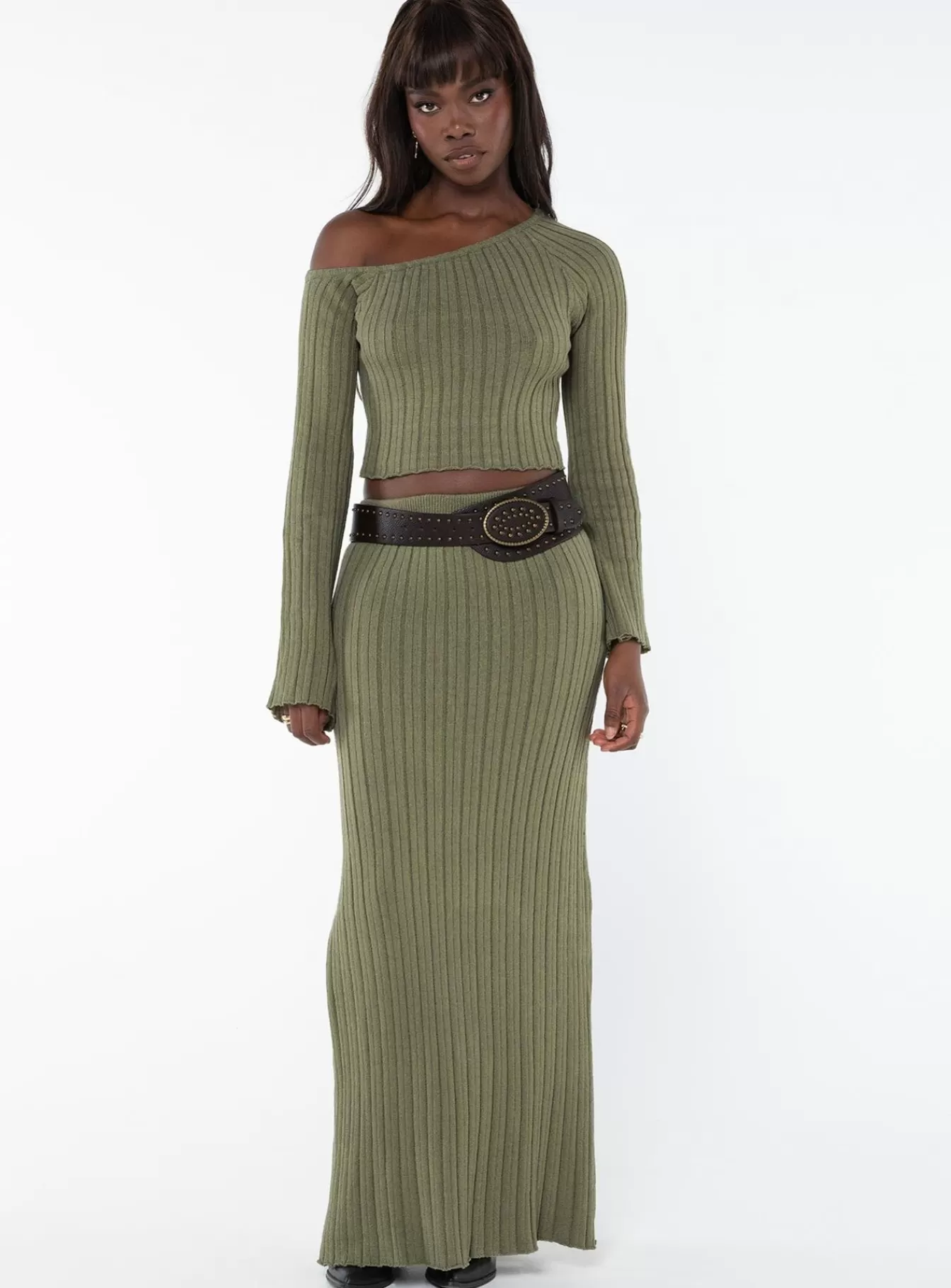 Princess Polly Skirts | Santorini Knit Maxi Skirt Green