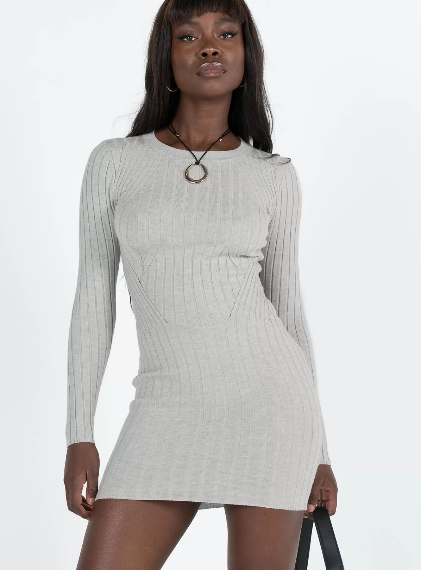 Princess Polly Mini Dresses | Sasher Long Sleeve Mini Dress Grey