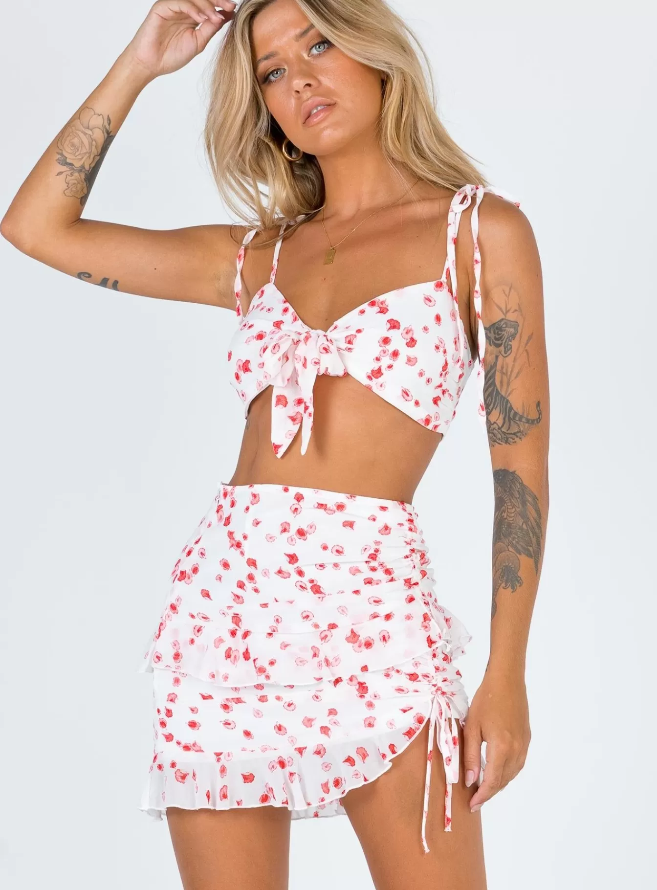 Princess Polly Crop Tops | Secret Love Set White / Red Multi
