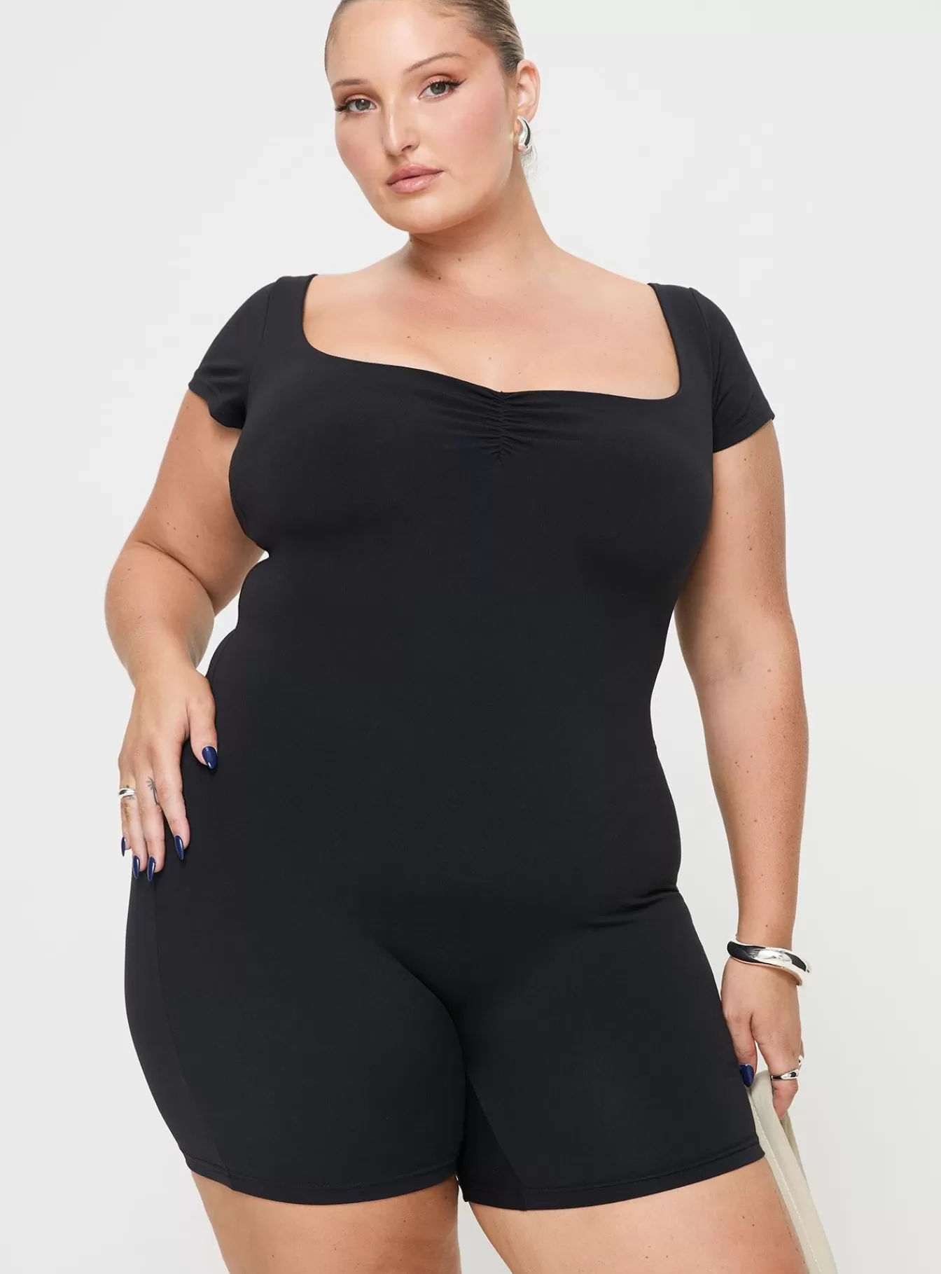 Princess Polly Basics | Seleste Romper Curve Black