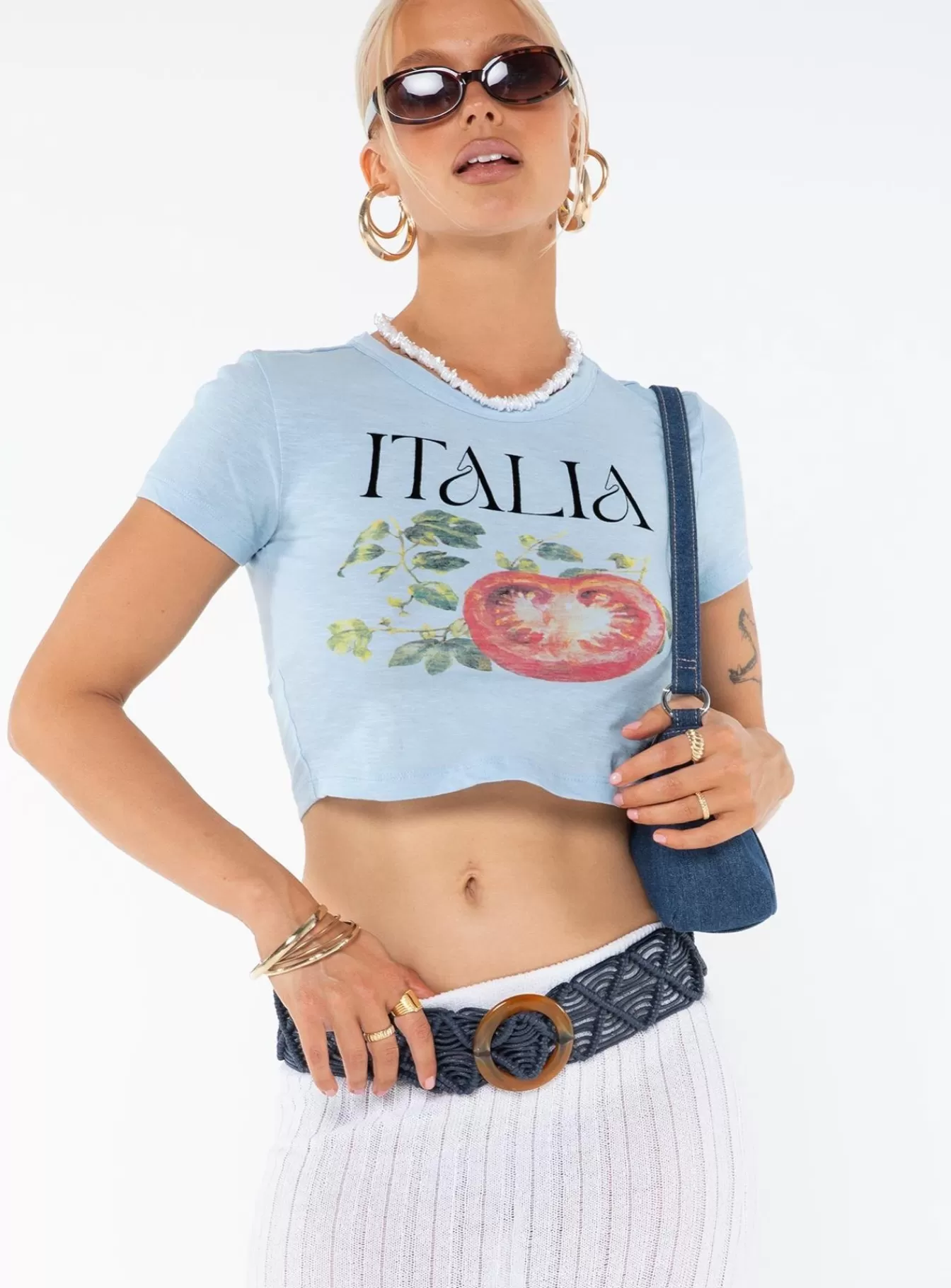 Princess Polly Casual Tops | Solanato Graphic Tee / Multi Blue