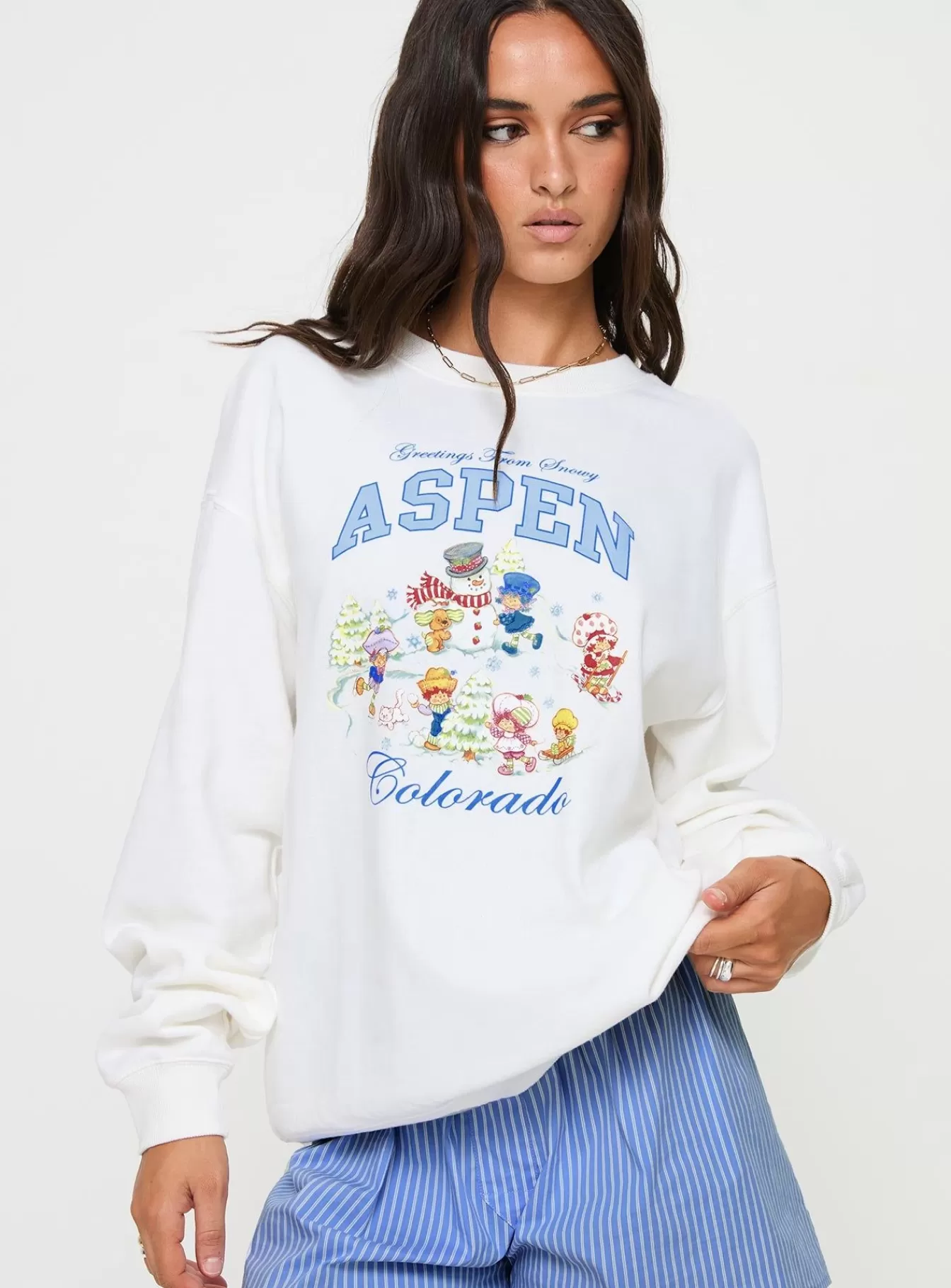 Princess Polly Sweatshirts & Hoodies | Ssc Greetings From Aspen Crew Neck Sweatshirt Marshmallow