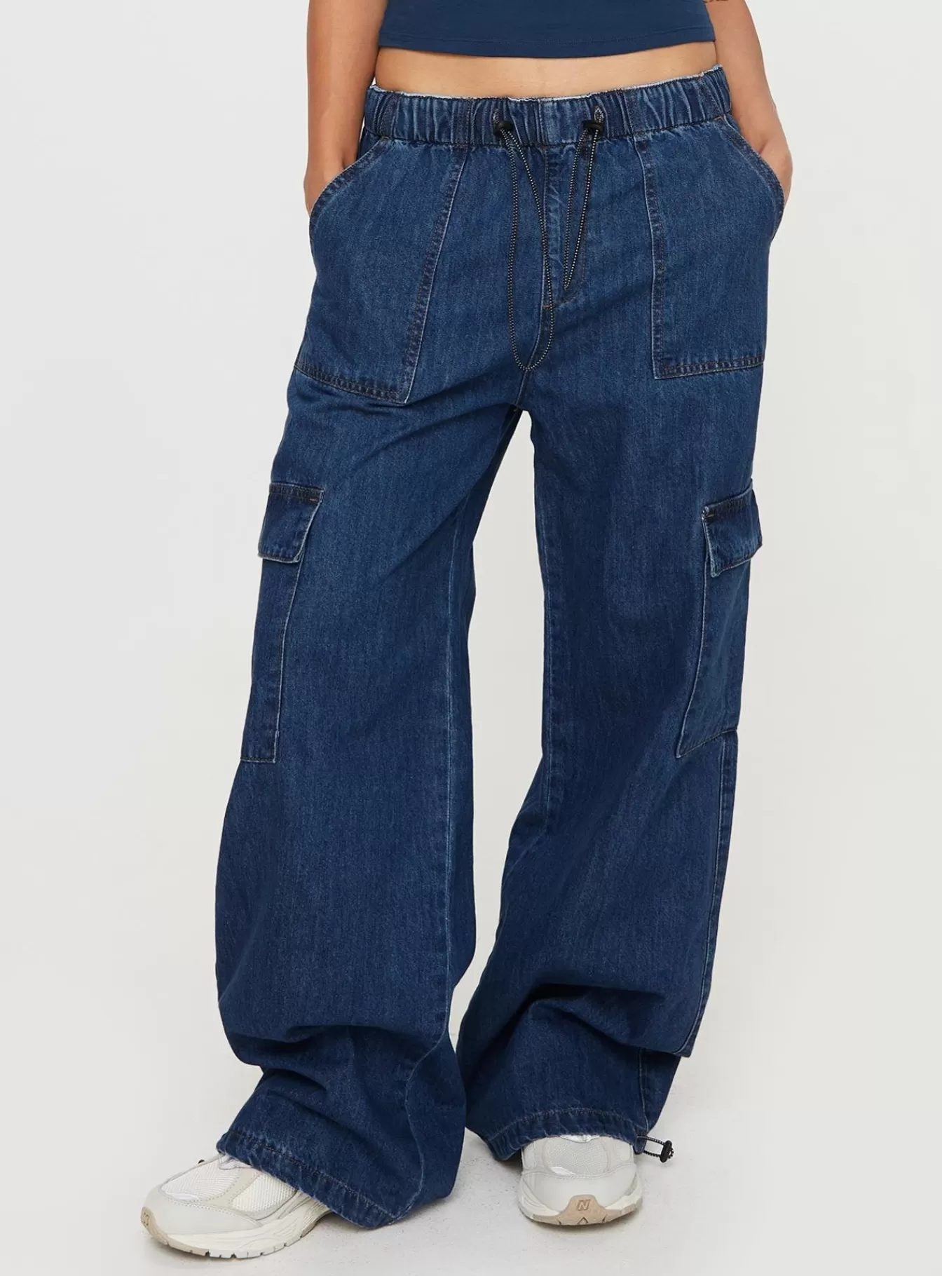 Princess Polly Jeans | Stop & Stare Cargo Jeans Mid Wash