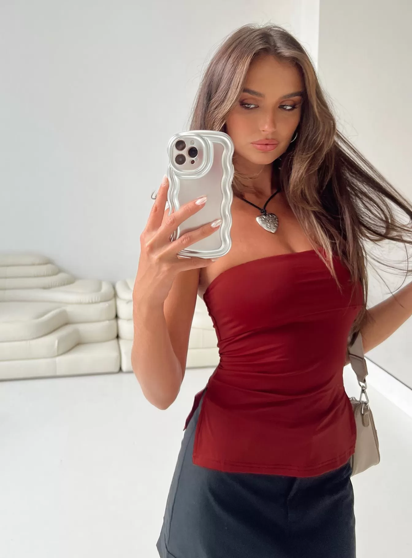 Princess Polly Casual Tops | Strutter Strapless Top Burgundy