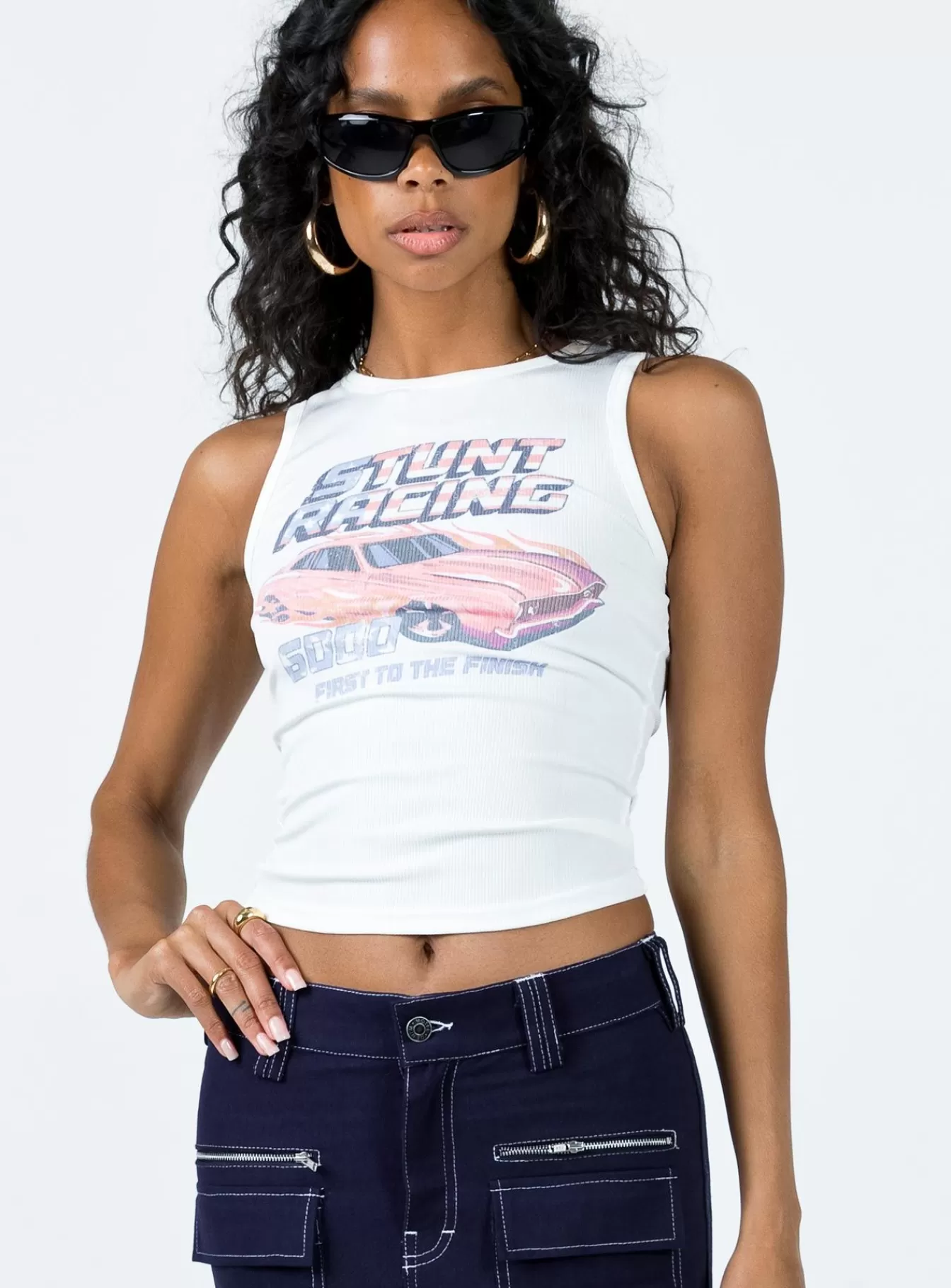 Princess Polly Tanks & Strapless Tops | Stunt Racer Tank Ivory