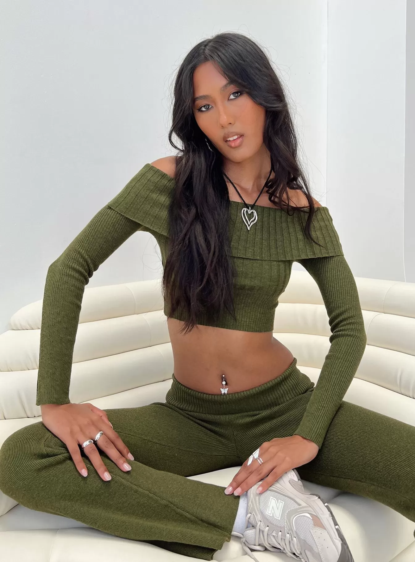 Princess Polly Long Sleeve Tops | Tagula Off The Shoulder Top Green