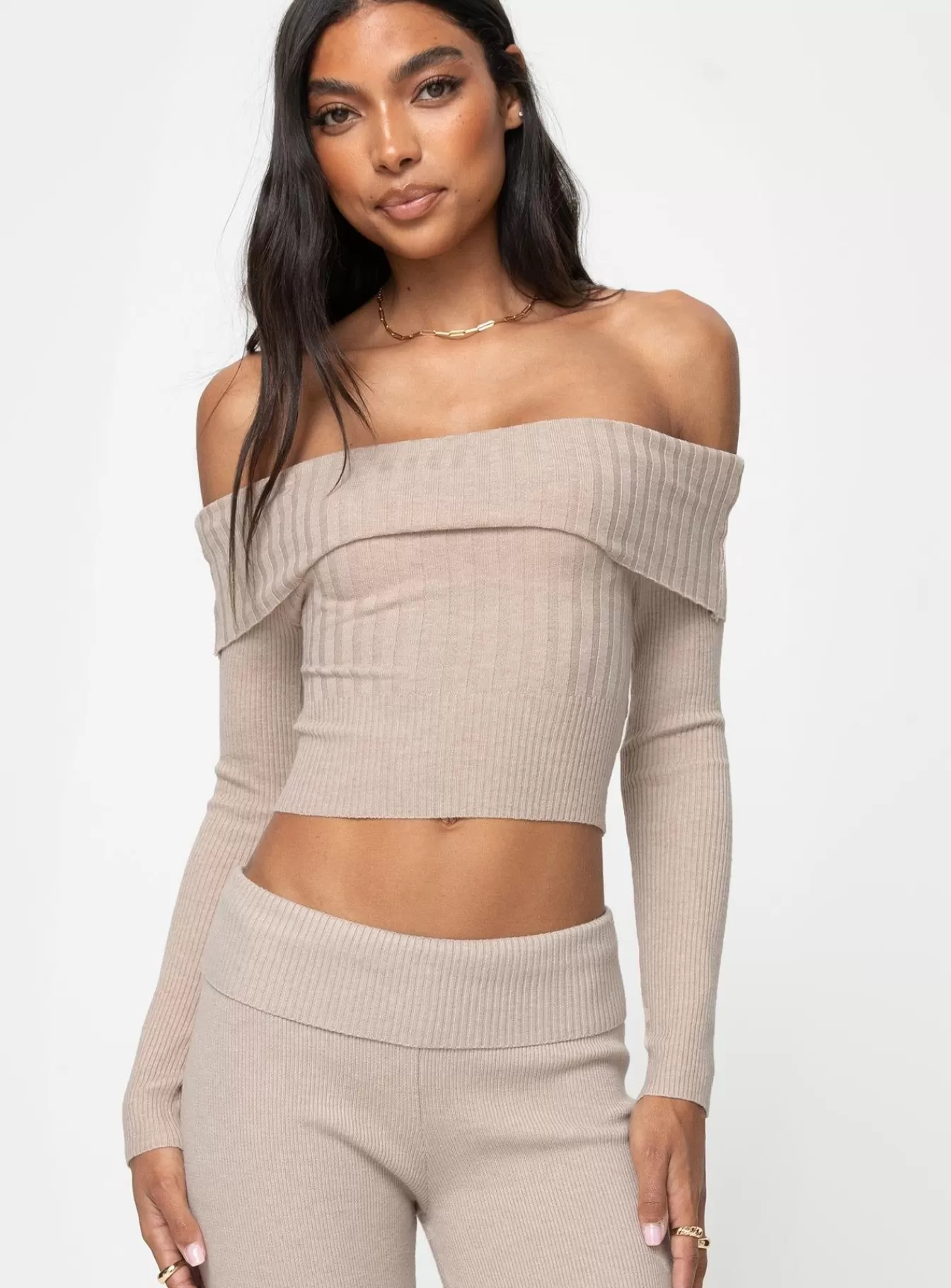 Princess Polly Long Sleeve Tops | Tagula Off The Shoulder Top Beige