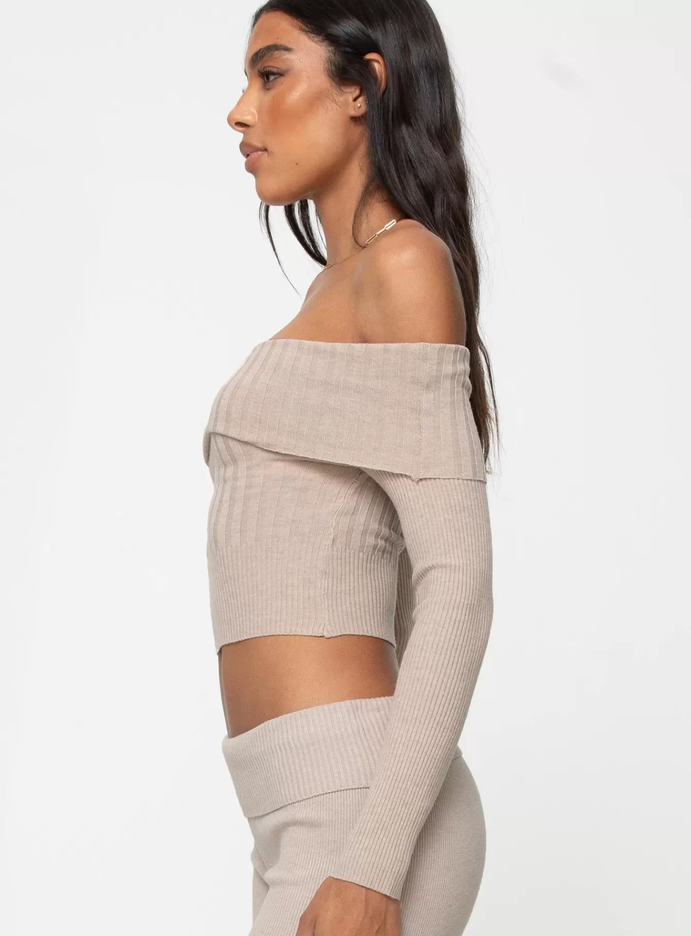 Princess Polly Long Sleeve Tops | Tagula Off The Shoulder Top Beige