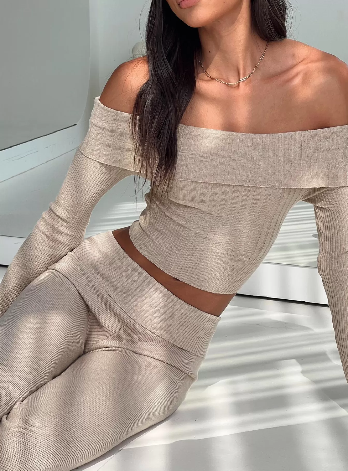 Princess Polly Long Sleeve Tops | Tagula Off The Shoulder Top Beige