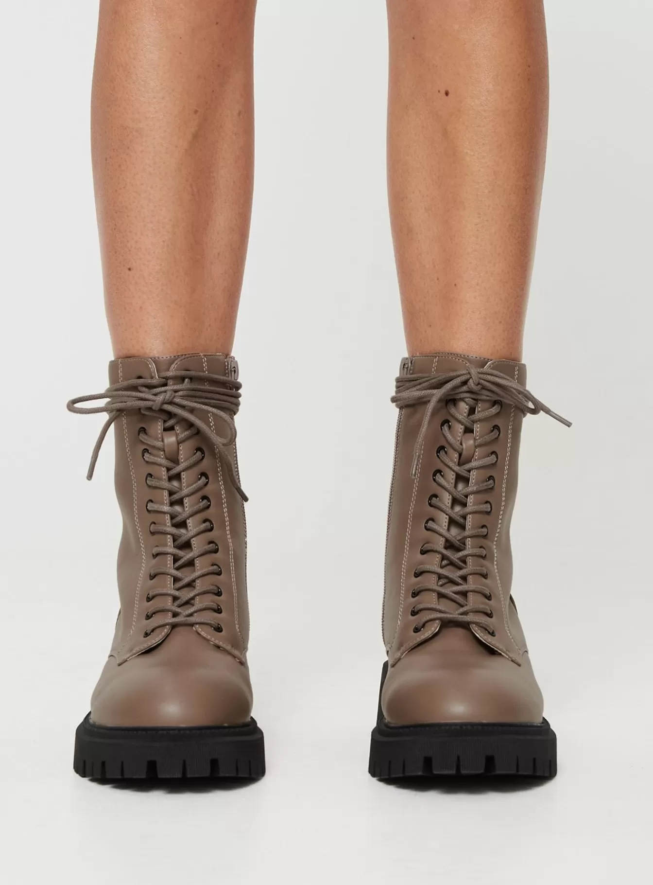 Princess Polly Boots | Tailor Lace Up Boots Taupe