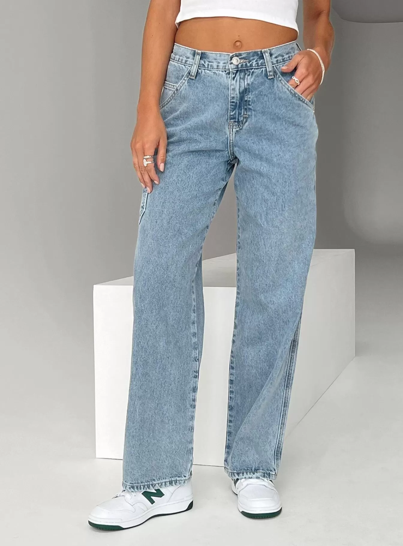 Princess Polly Jeans | Tami Cargo Jeans Mid Wash Denim