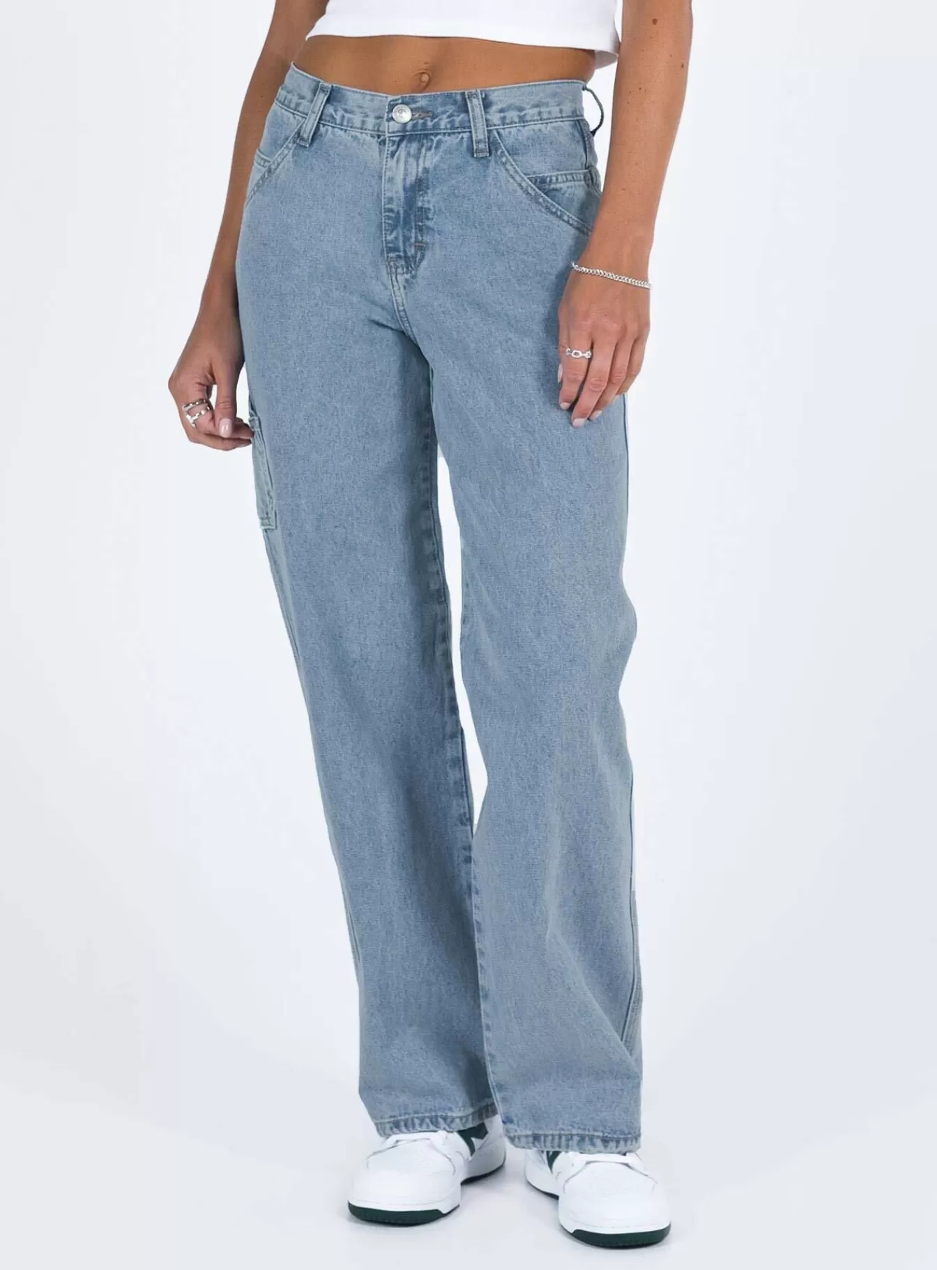 Princess Polly Jeans | Tami Cargo Jeans Mid Wash Denim