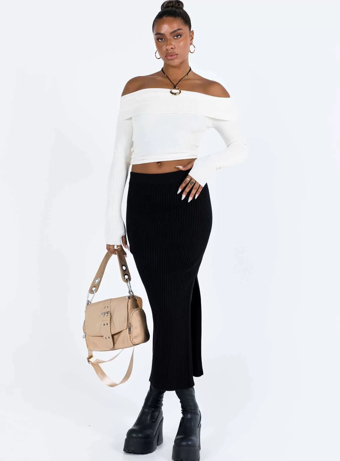 Princess Polly Skirts | Tanna Midi Skirt Black