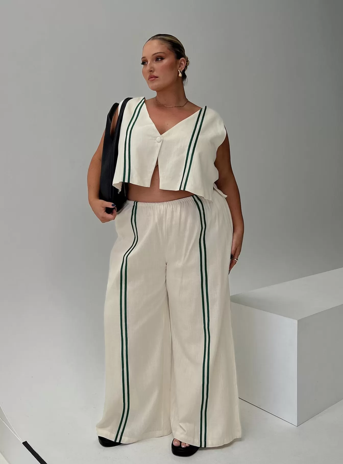 Princess Polly Pants | Telling Lies Pants Curve White / Green