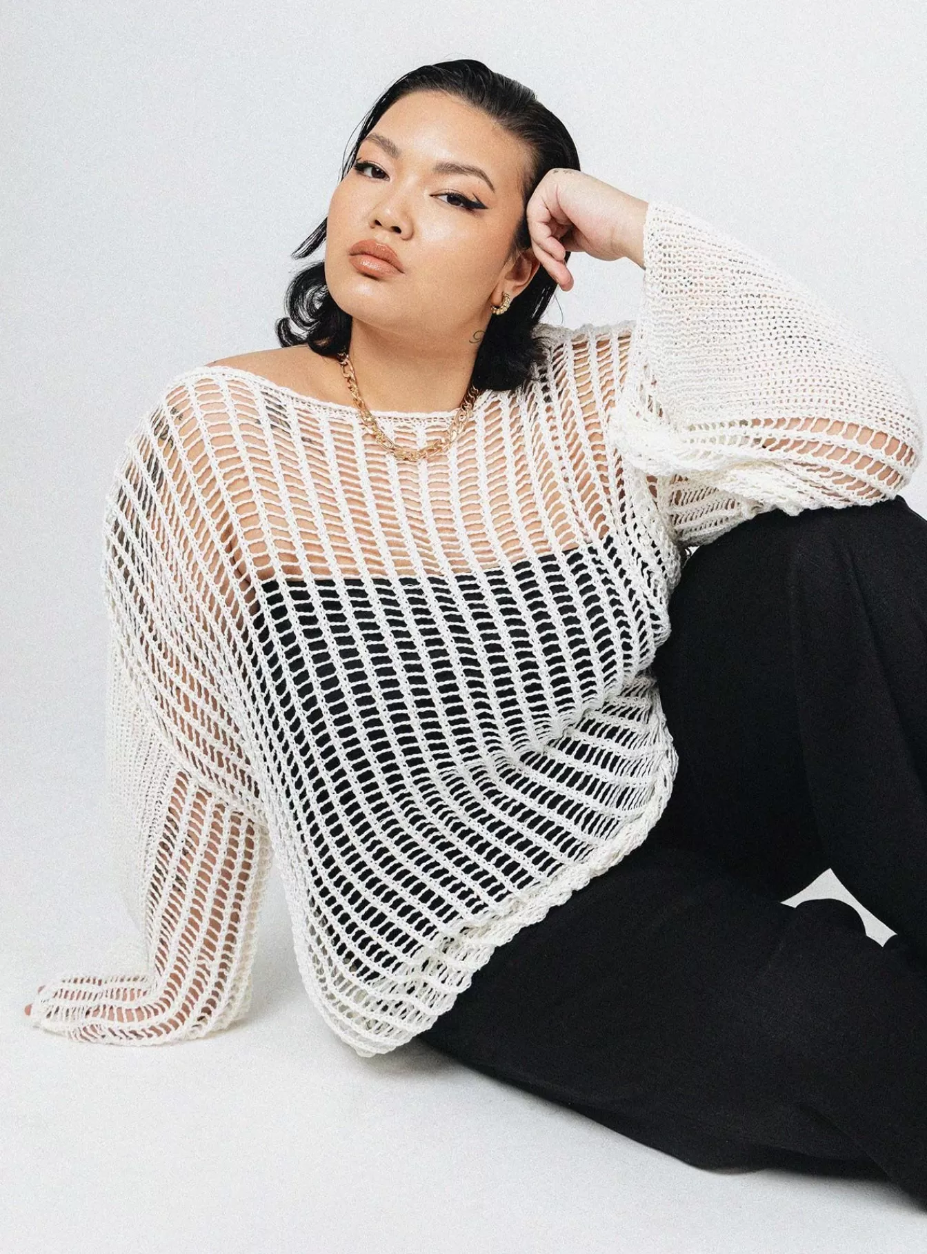 Princess Polly Knitted Sweaters | The Kennedy Sweater Curve Lower Impact White