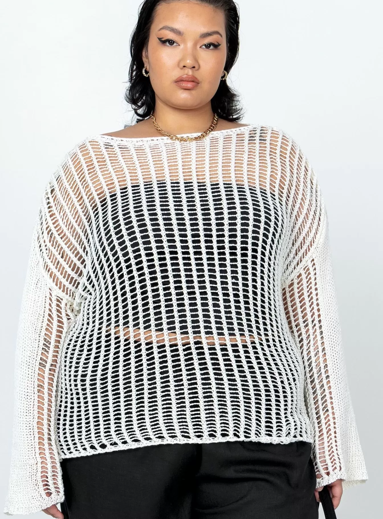 Princess Polly Knitted Sweaters | The Kennedy Sweater Curve Lower Impact White