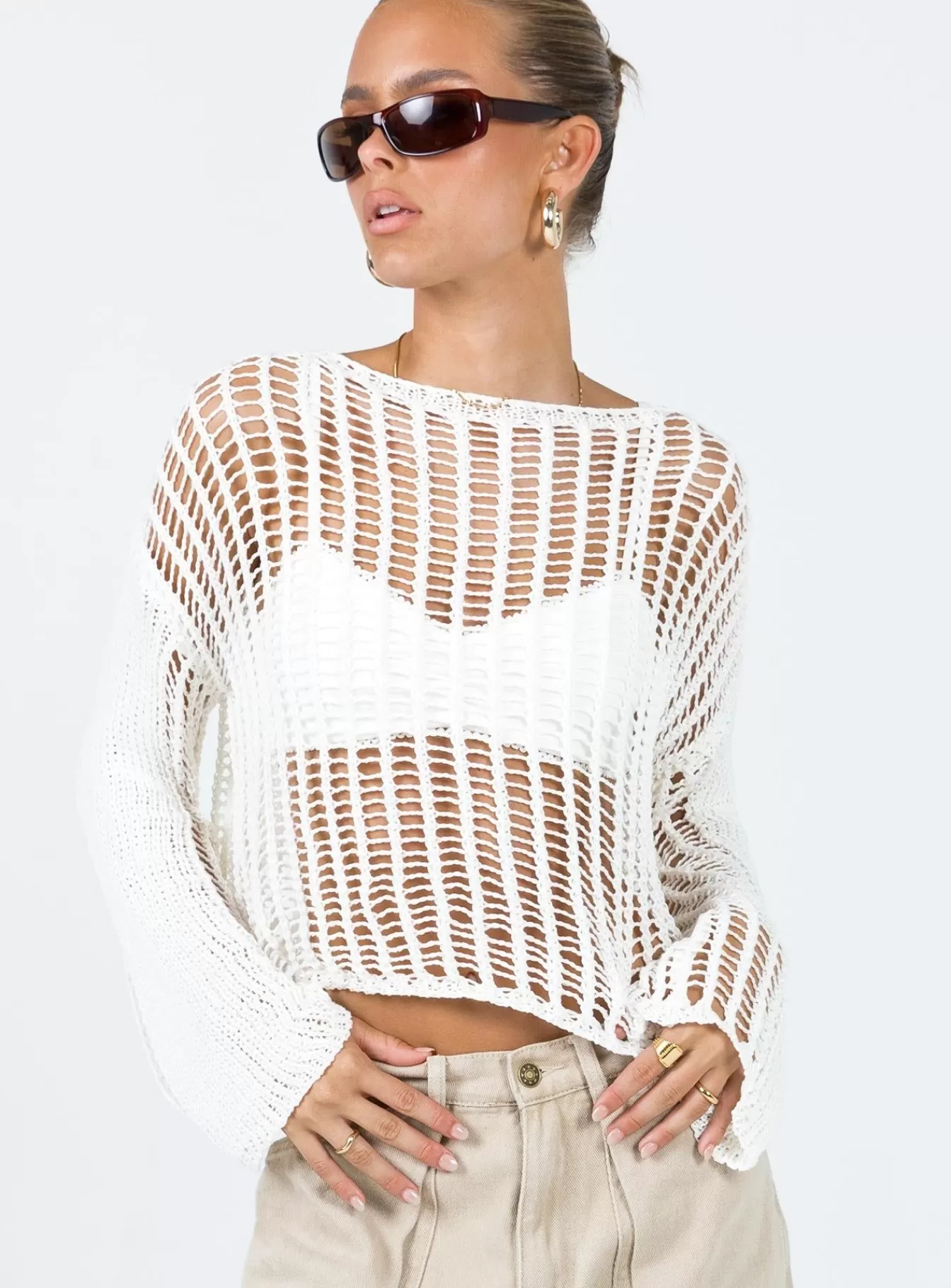 Princess Polly Knitted Sweaters | The Kennedy Sweater Lower Impact White