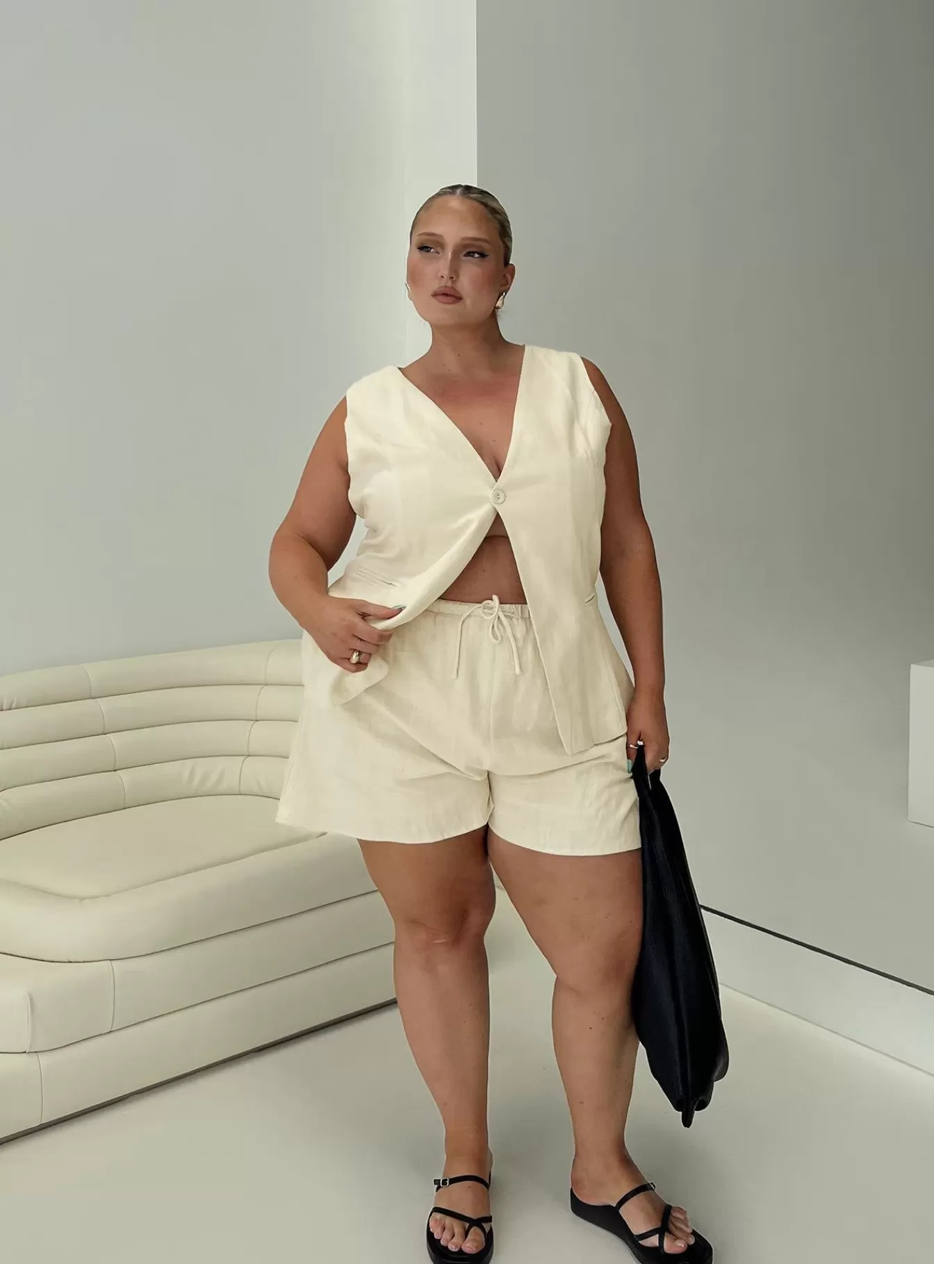 Princess Polly Shorts | This Summer Linen Blend Shorts Curve Sand