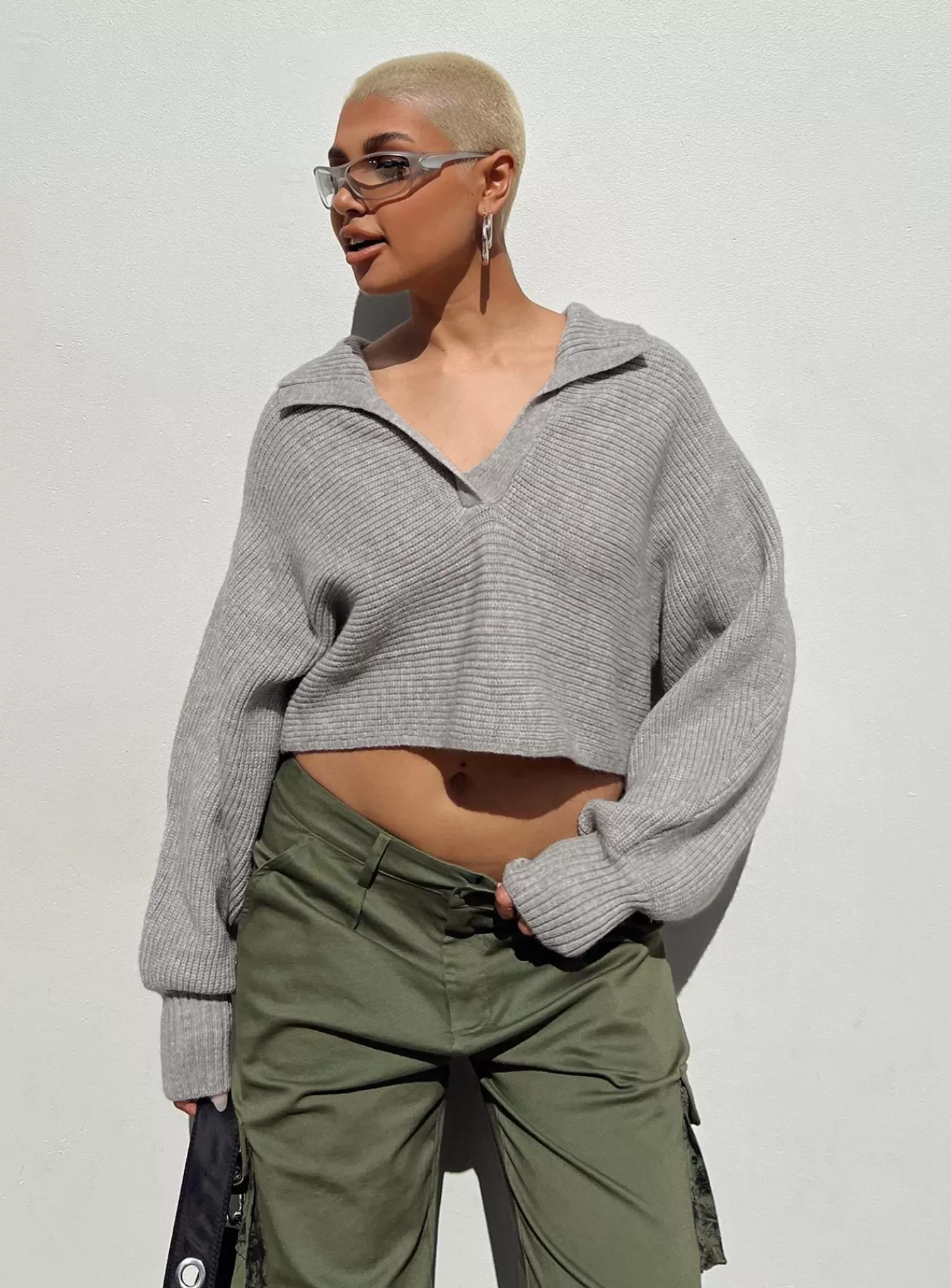 Princess Polly Knitted Sweaters | Tiara Cropped Sweater Grey