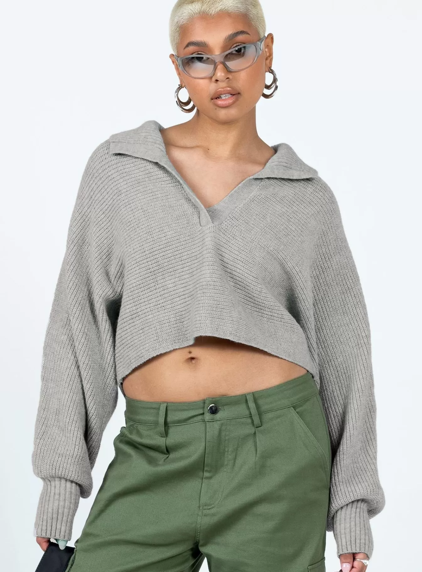 Princess Polly Knitted Sweaters | Tiara Cropped Sweater Grey