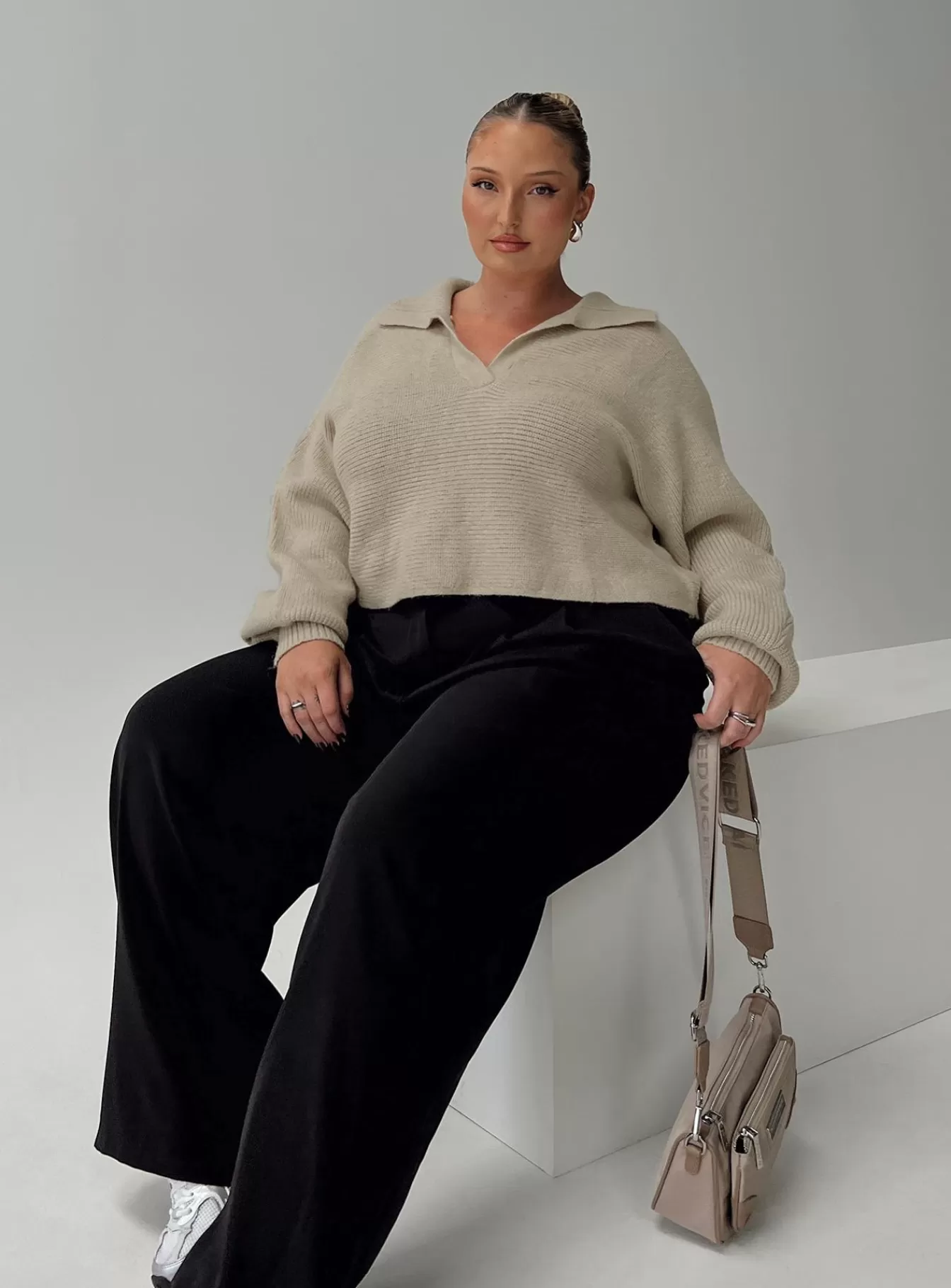 Princess Polly Knitted Sweaters | Tiara Cropped Sweater Curve Beige